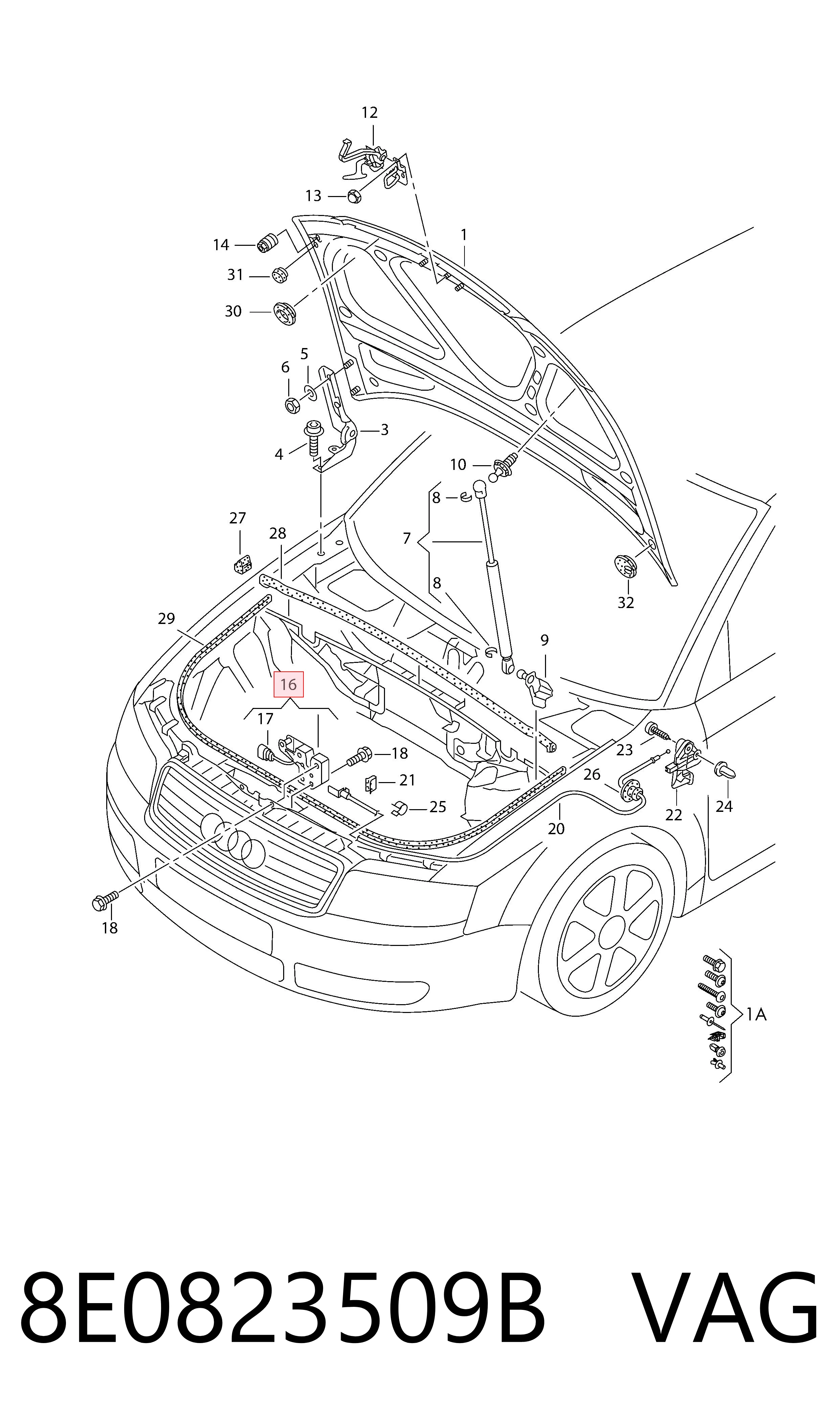  Fecho da capota Audi A4 B6 sedan (8E2) (2000 - 2005) B6