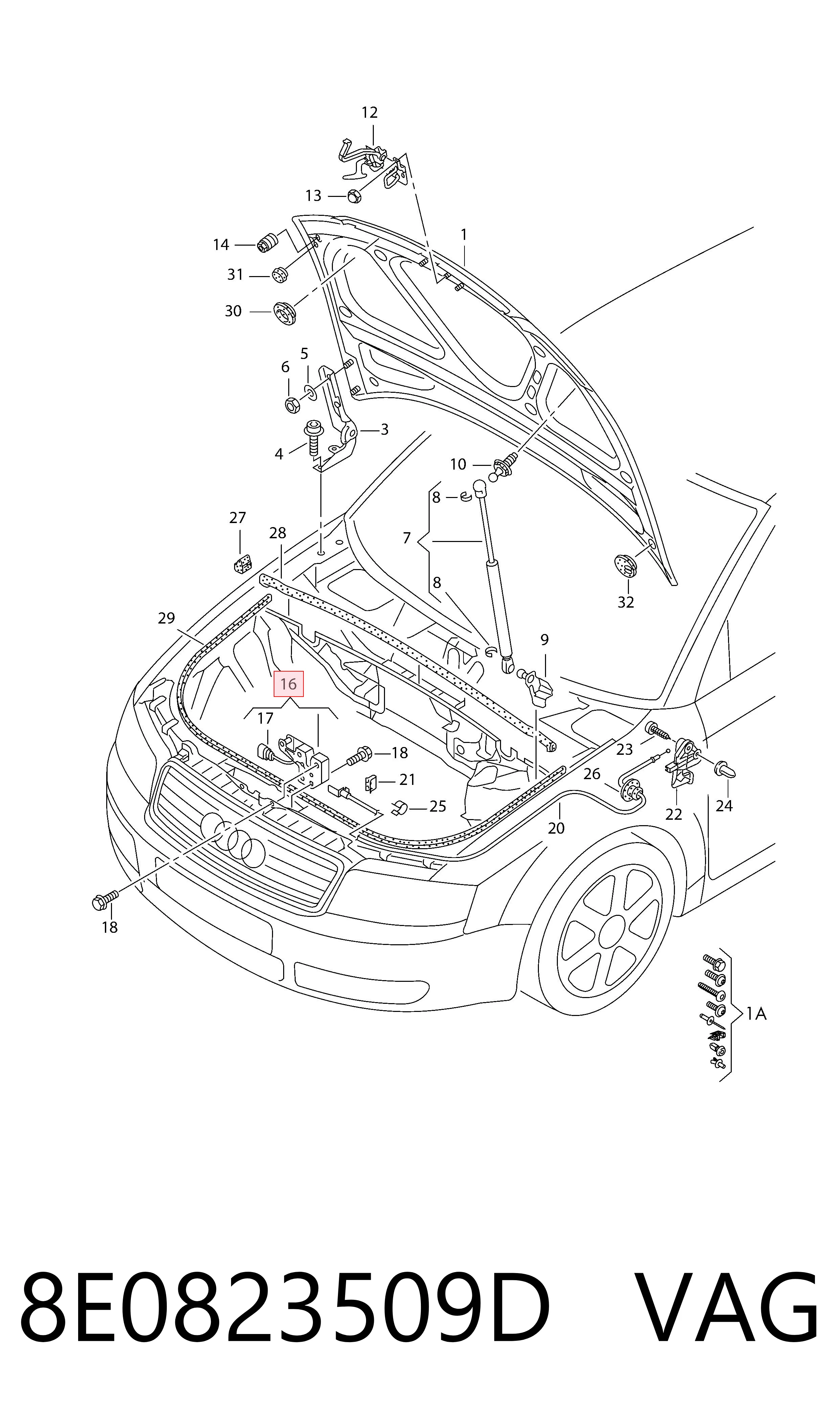 Fecho da capota para Audi A4 B6 8E2