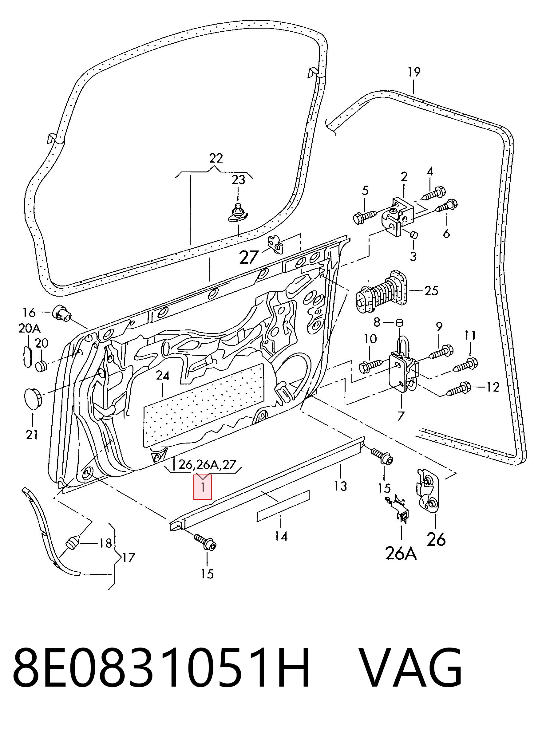 Porta dianteira esquerda para Audi A4 Avant B6 8E5