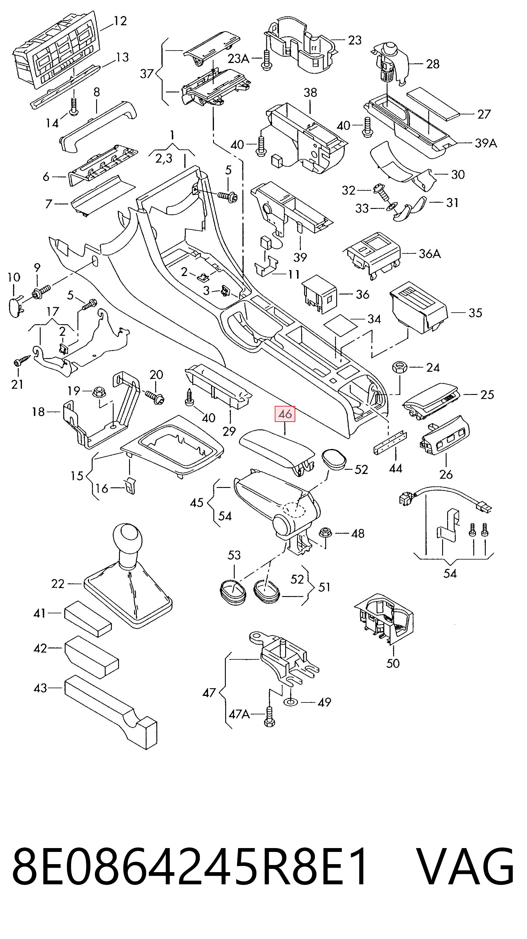Braço de consola central Audi A6 C5 4B2, 4B4