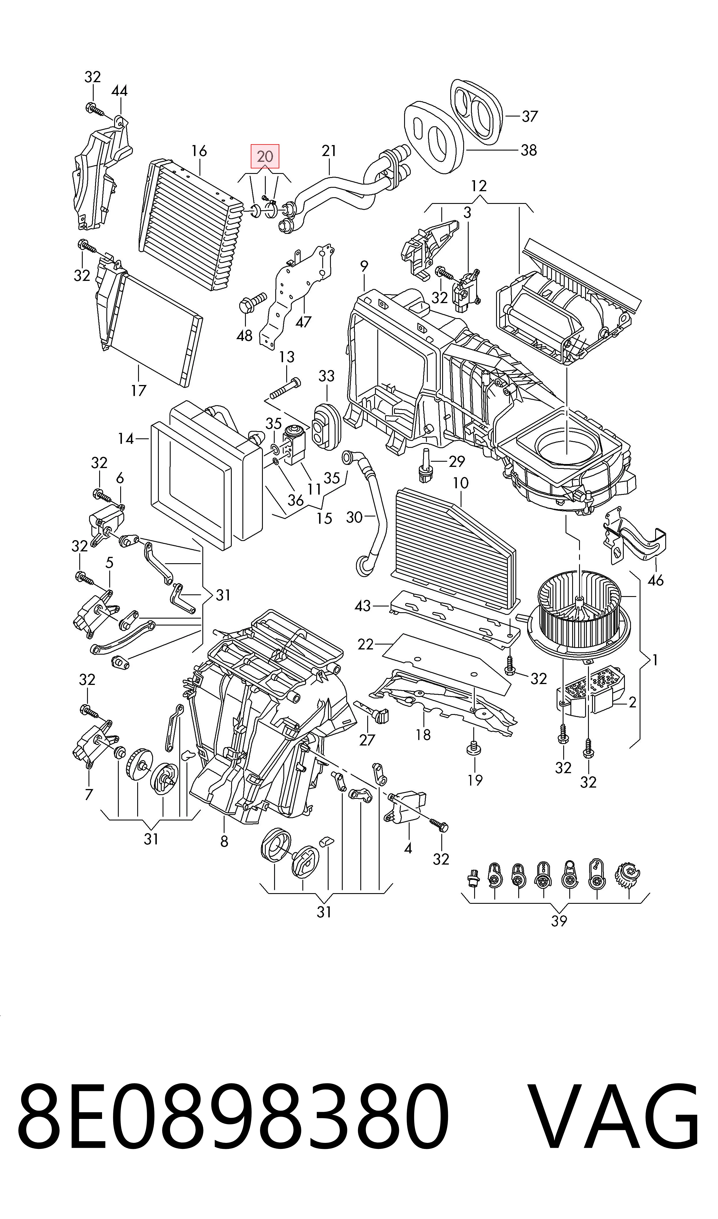 Kit de vedantes de canos derivados do radiador de aquecedor (de forno) VAG 8E0898380 preço, a partir de 24,31 USD