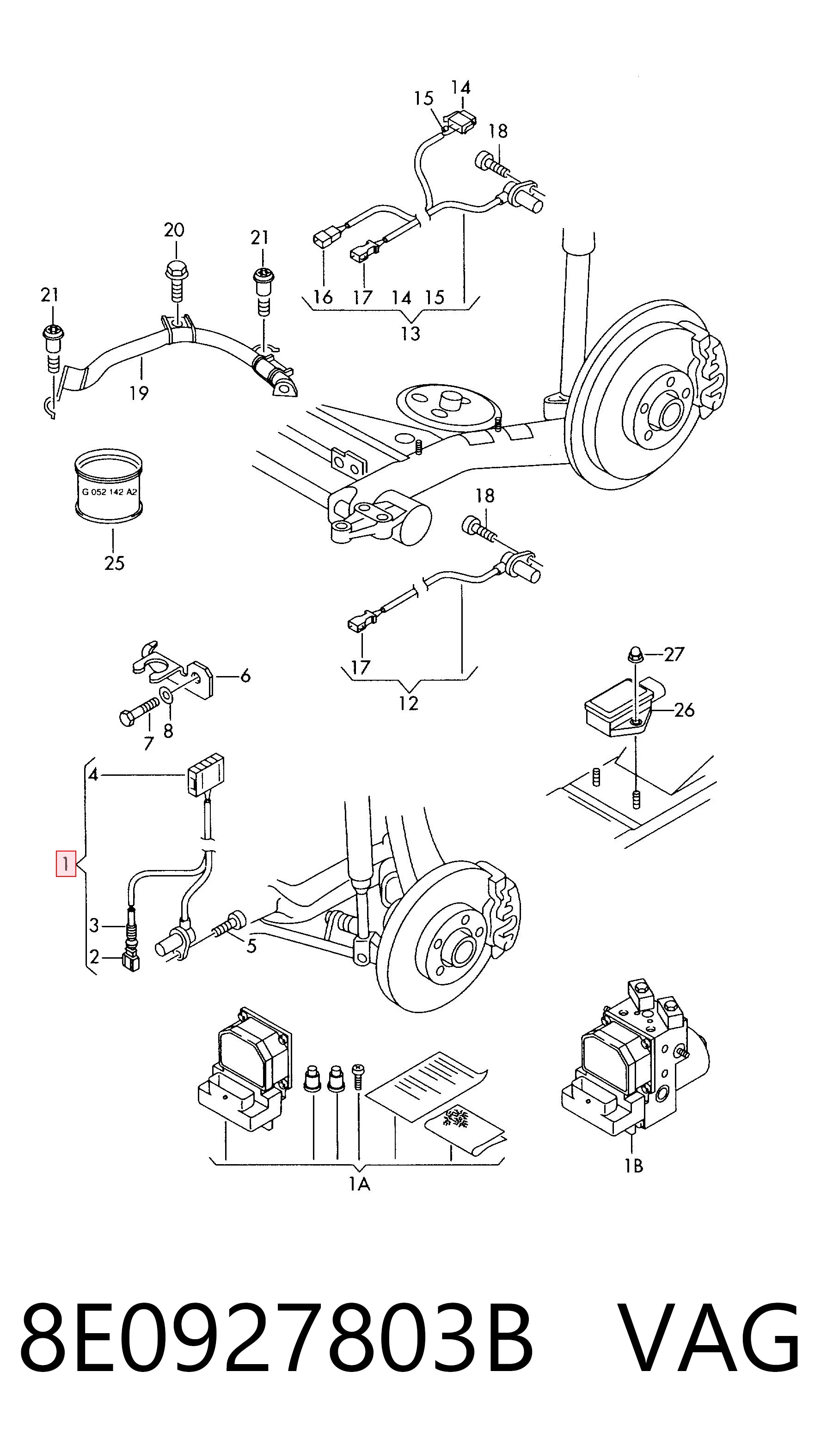 8E0927803B VAG Sensor dianteiro de ABS