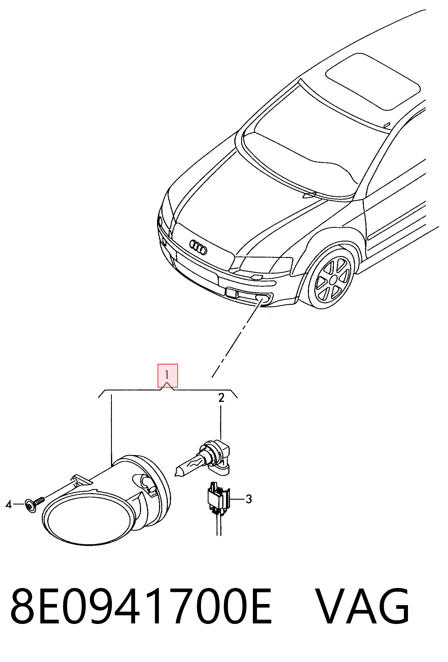 8E0941700E VAG Luzes de nevoeiro direitas