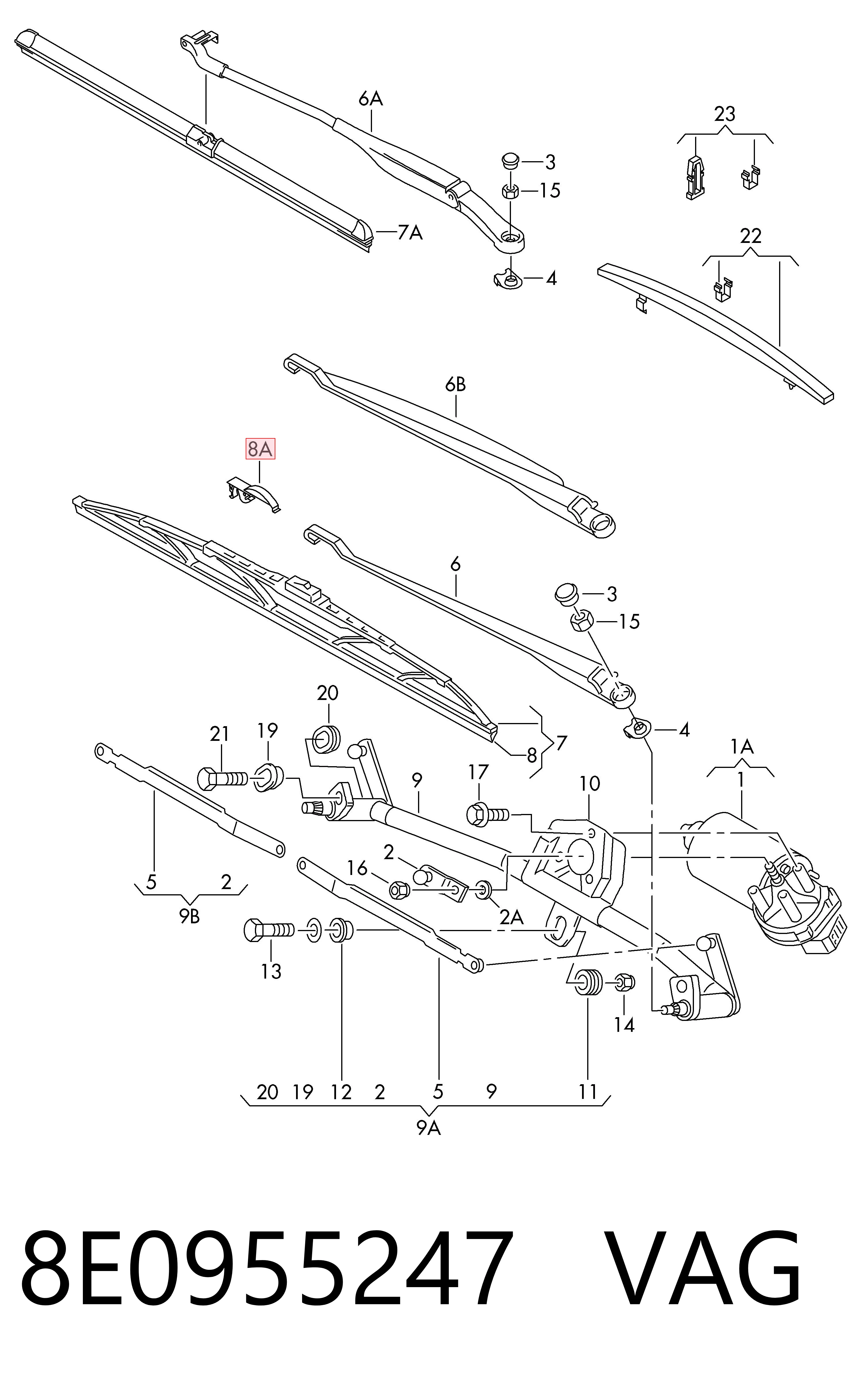 8E0955247 VAG Fechadura de mola de suporte