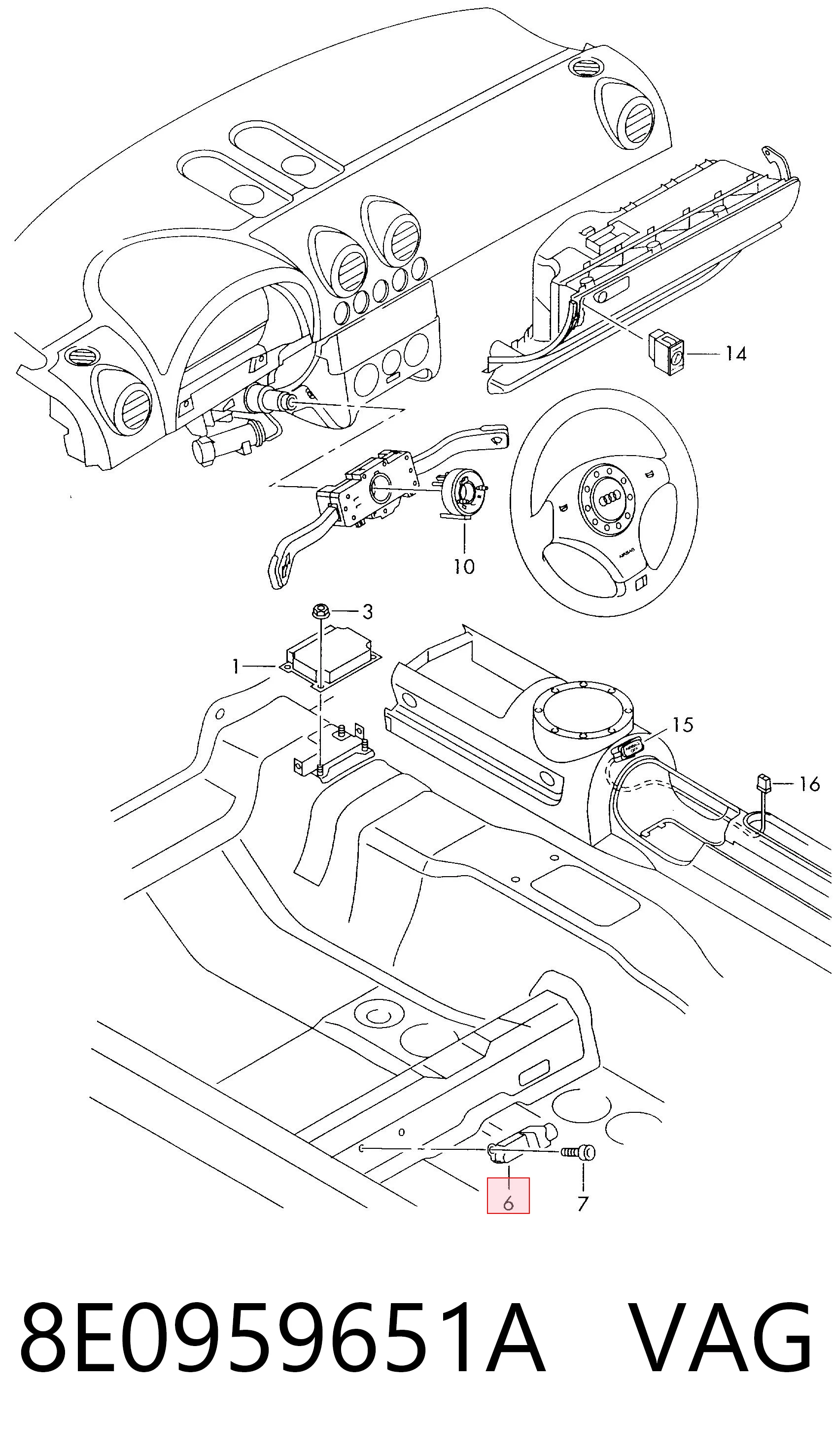 8E0959651A VAG Sensor de aceleração longitudinal