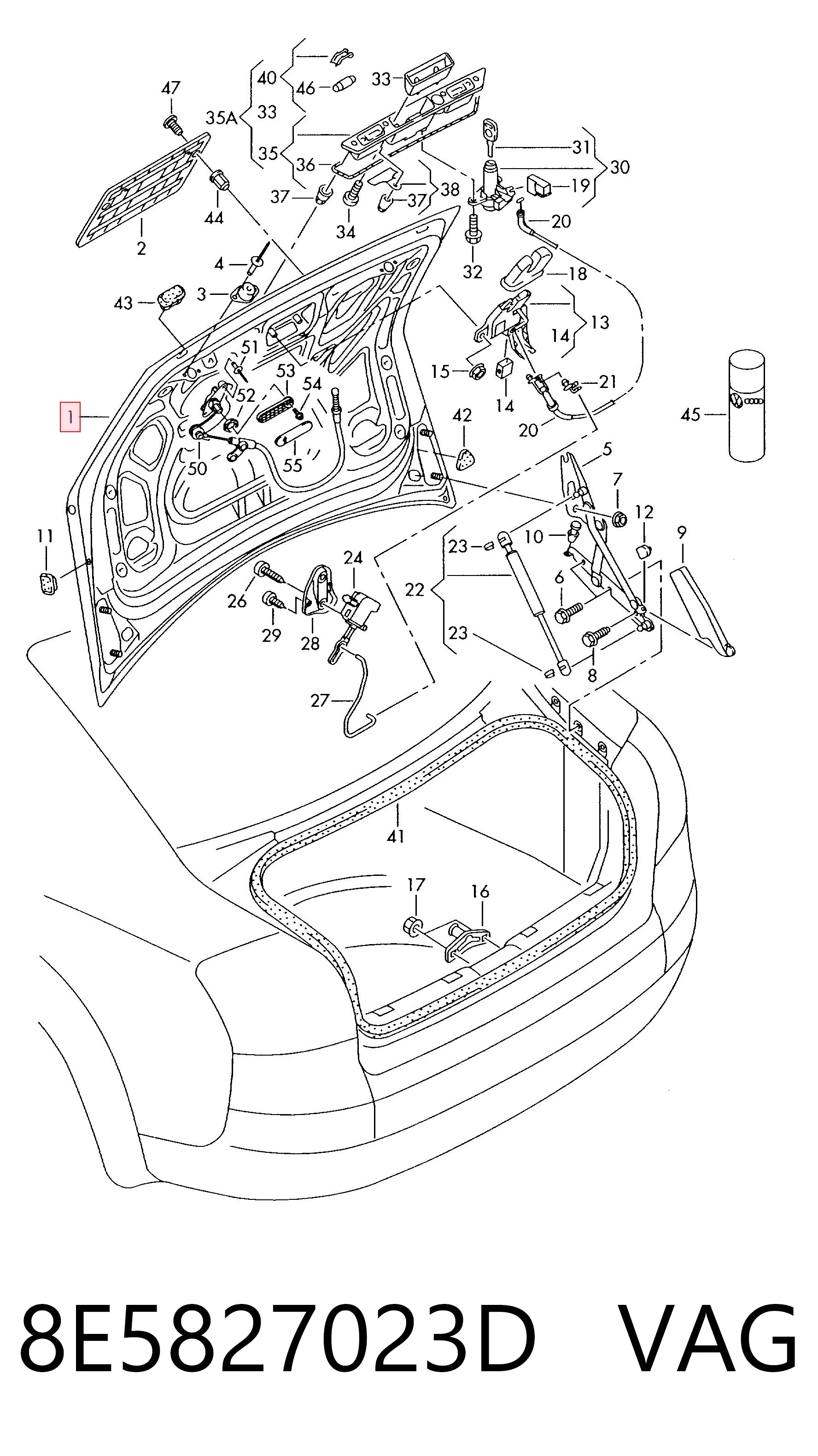 Tampa de porta-malas Audi A4  8E2 ao melhor preço