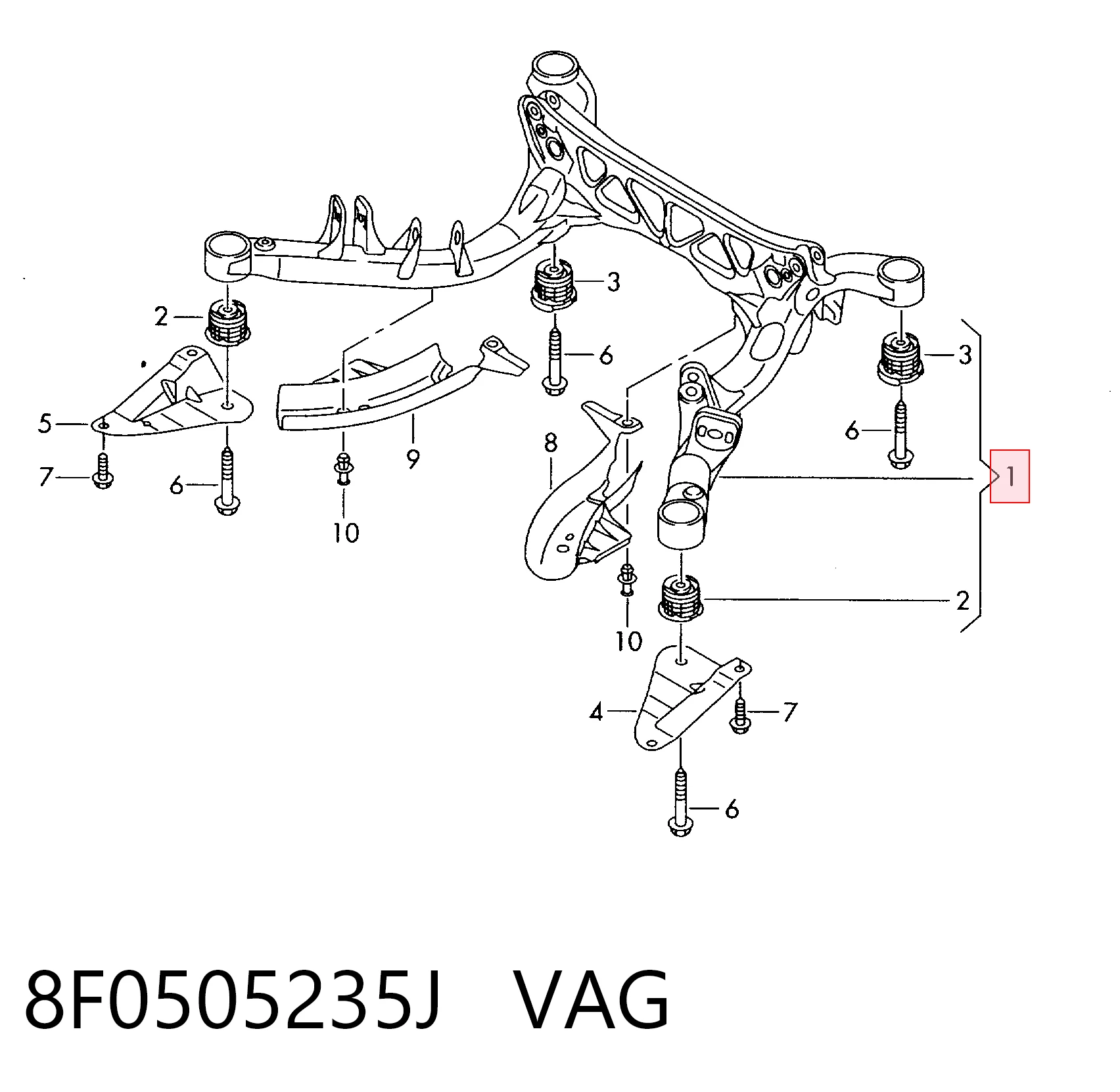 Viga de suspensão traseira (plataforma veicular) para Audi A4 Avant B8 8K5