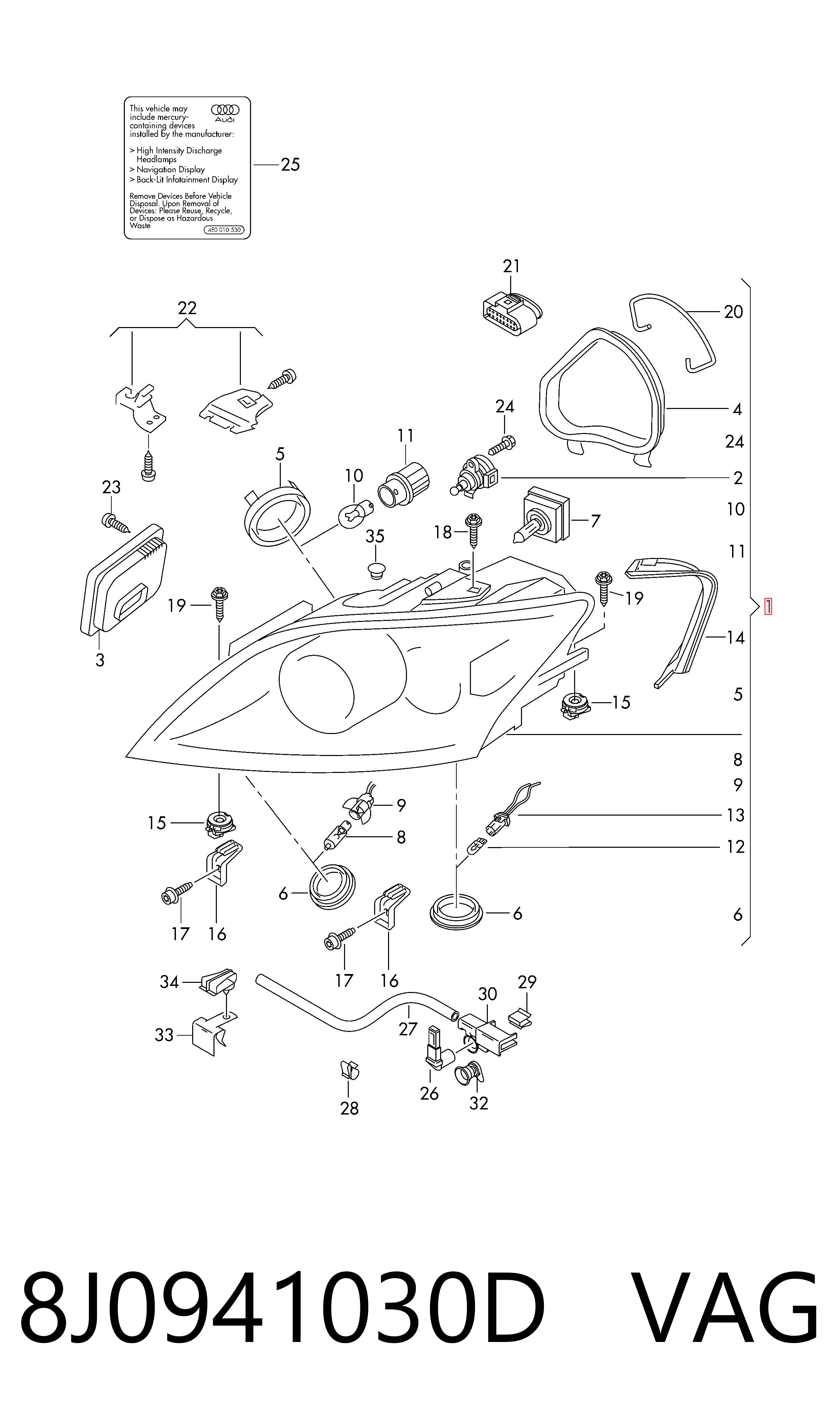 Luz direita Audi TT  8J3 ao melhor preço