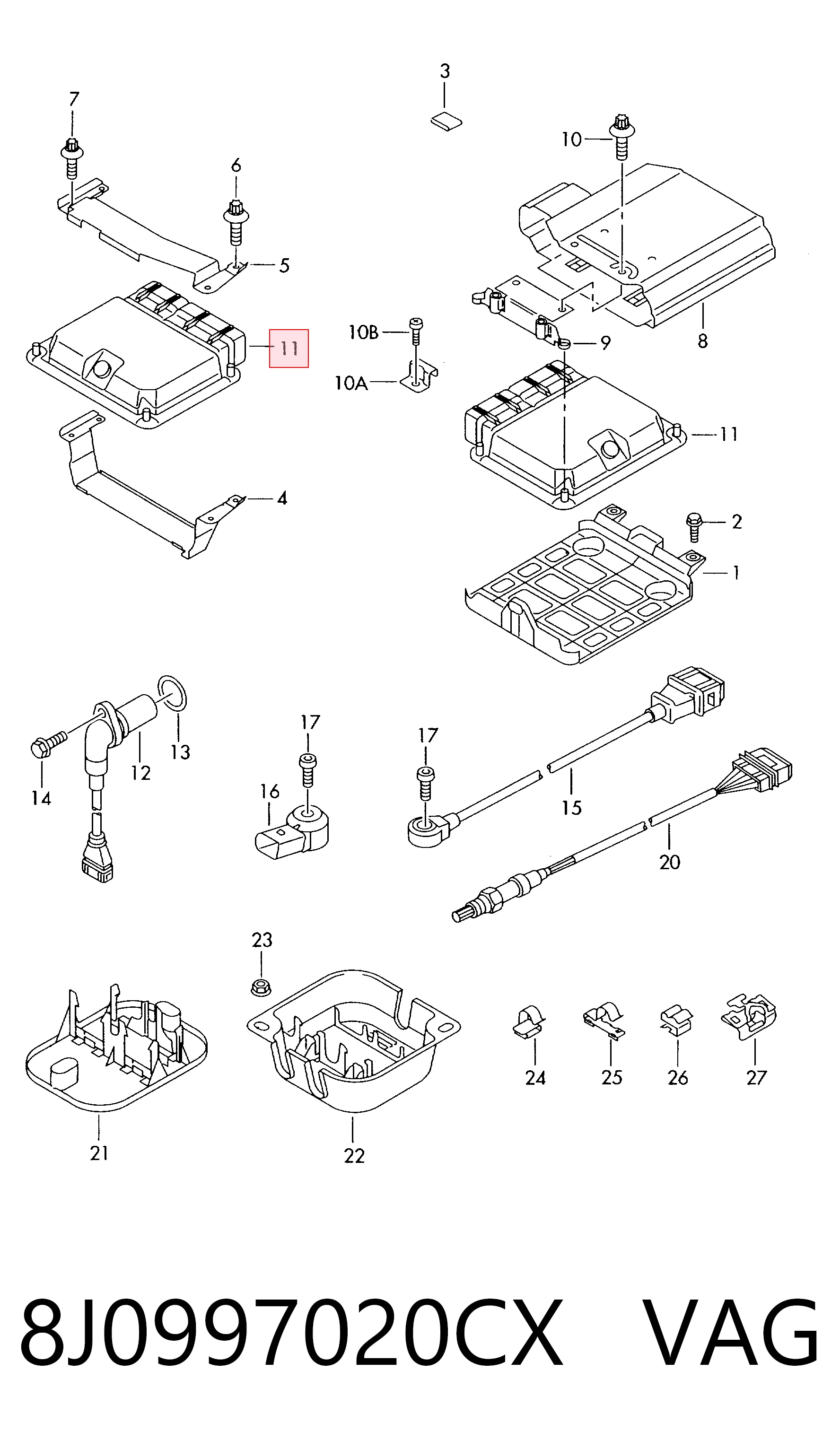 Módulo de direção (Centralina eletrônica) de motor Audi TT  8J3
