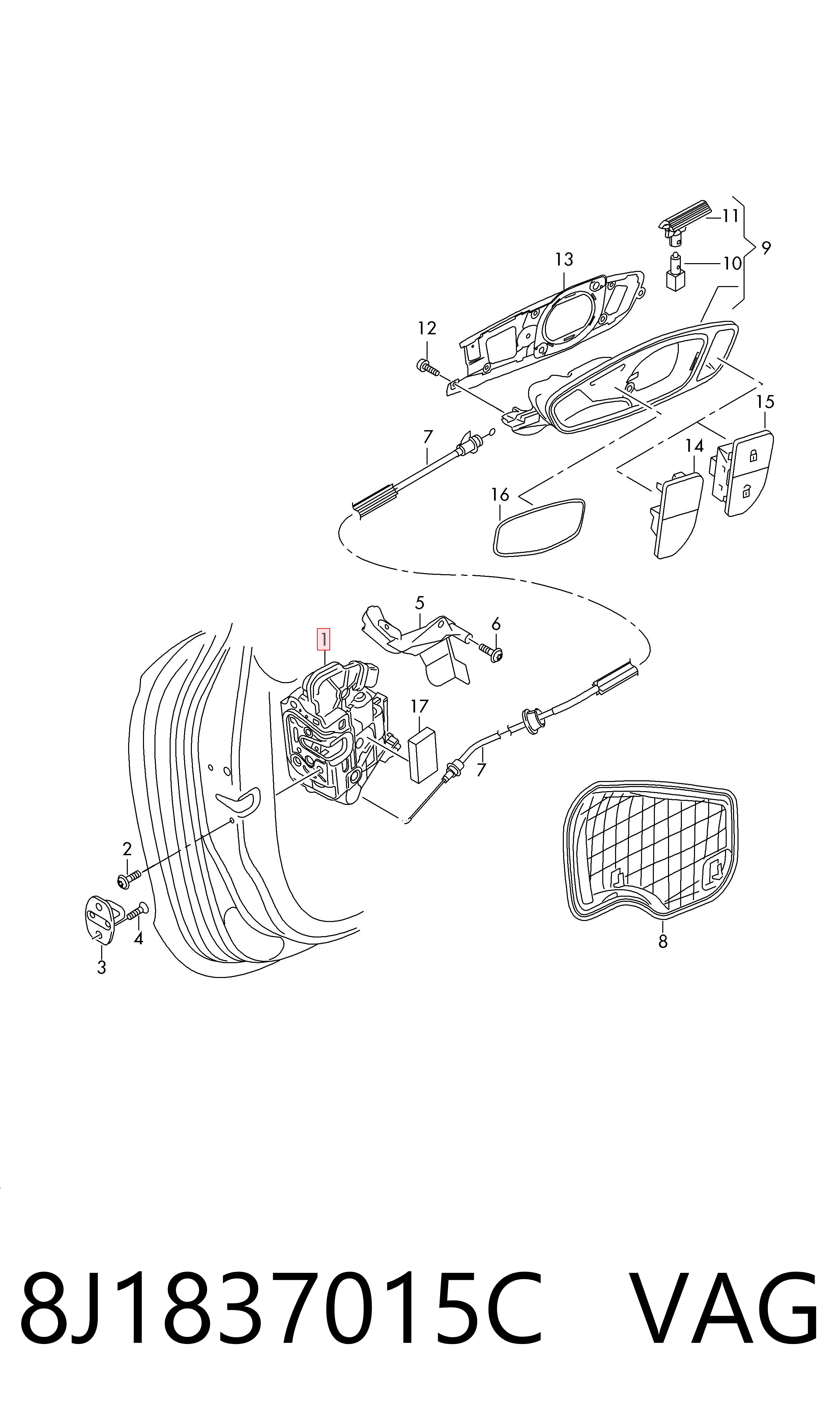 Compre 8J1837015C VAG Fecho da porta dianteira esquerda