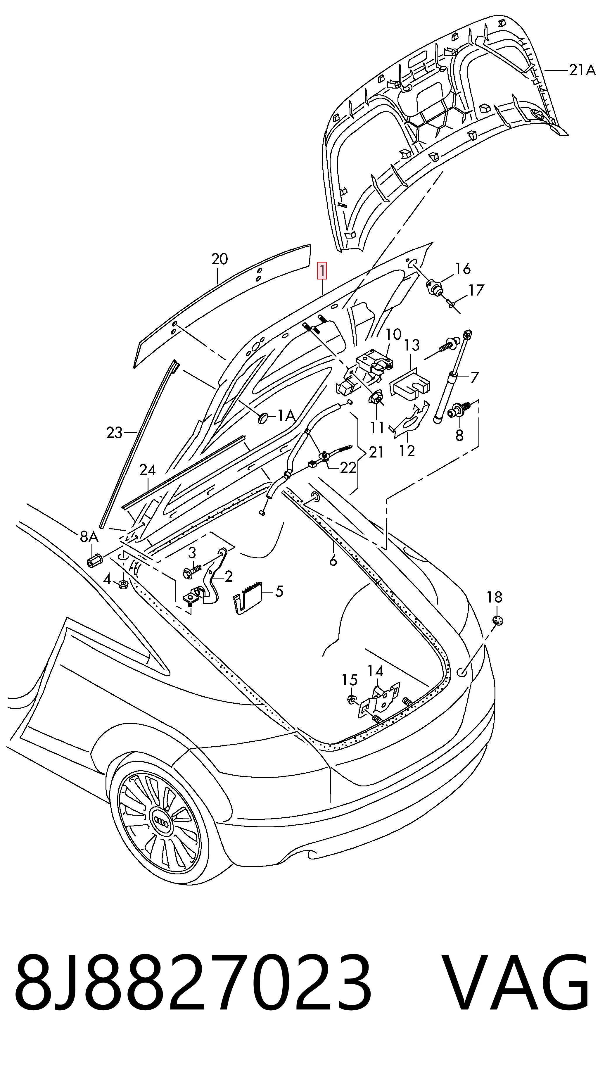 Tampa de porta-malas Audi TT  8J3 ao melhor preço