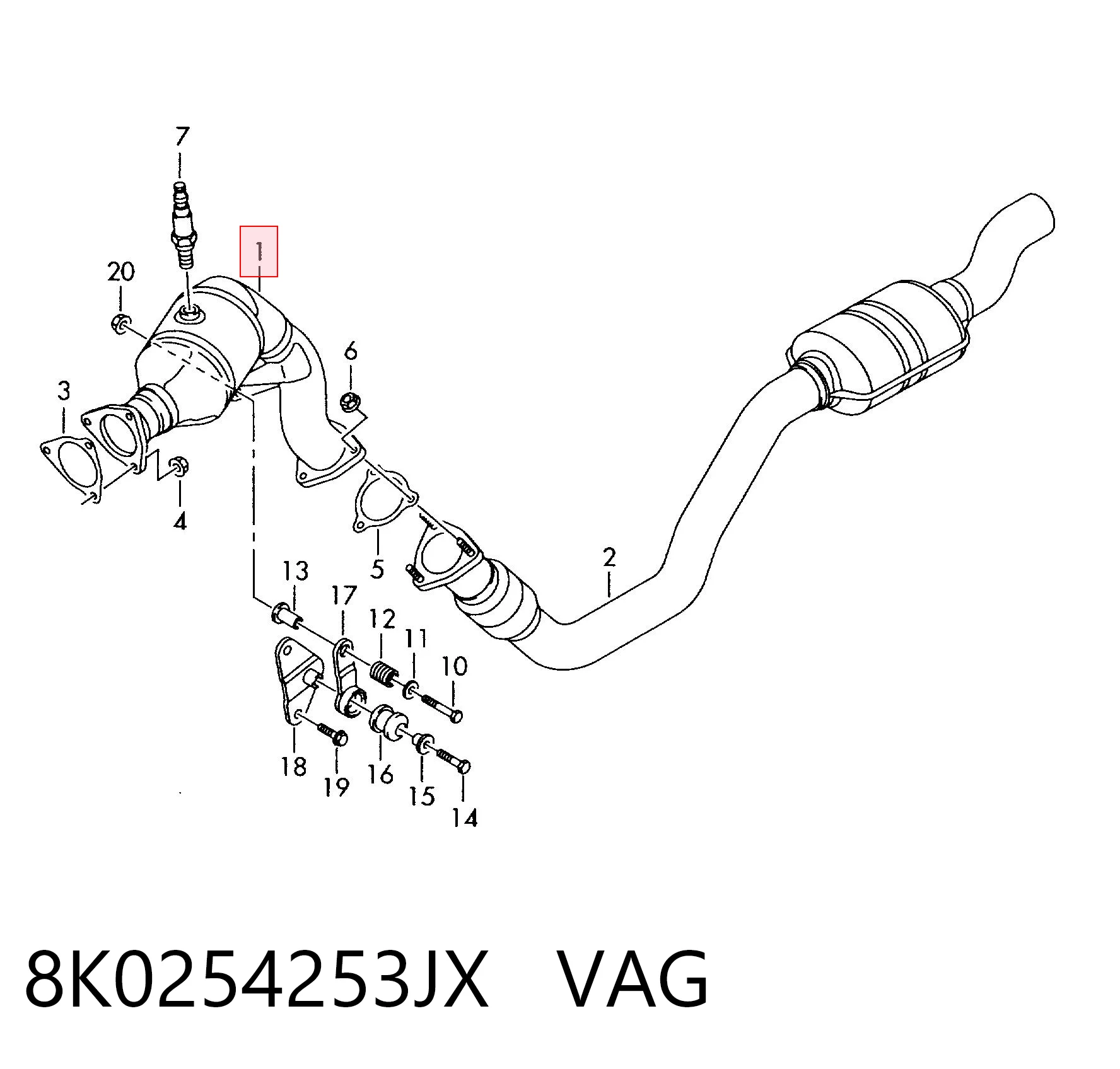 8K0254253JX VAG Convertidor - catalisador