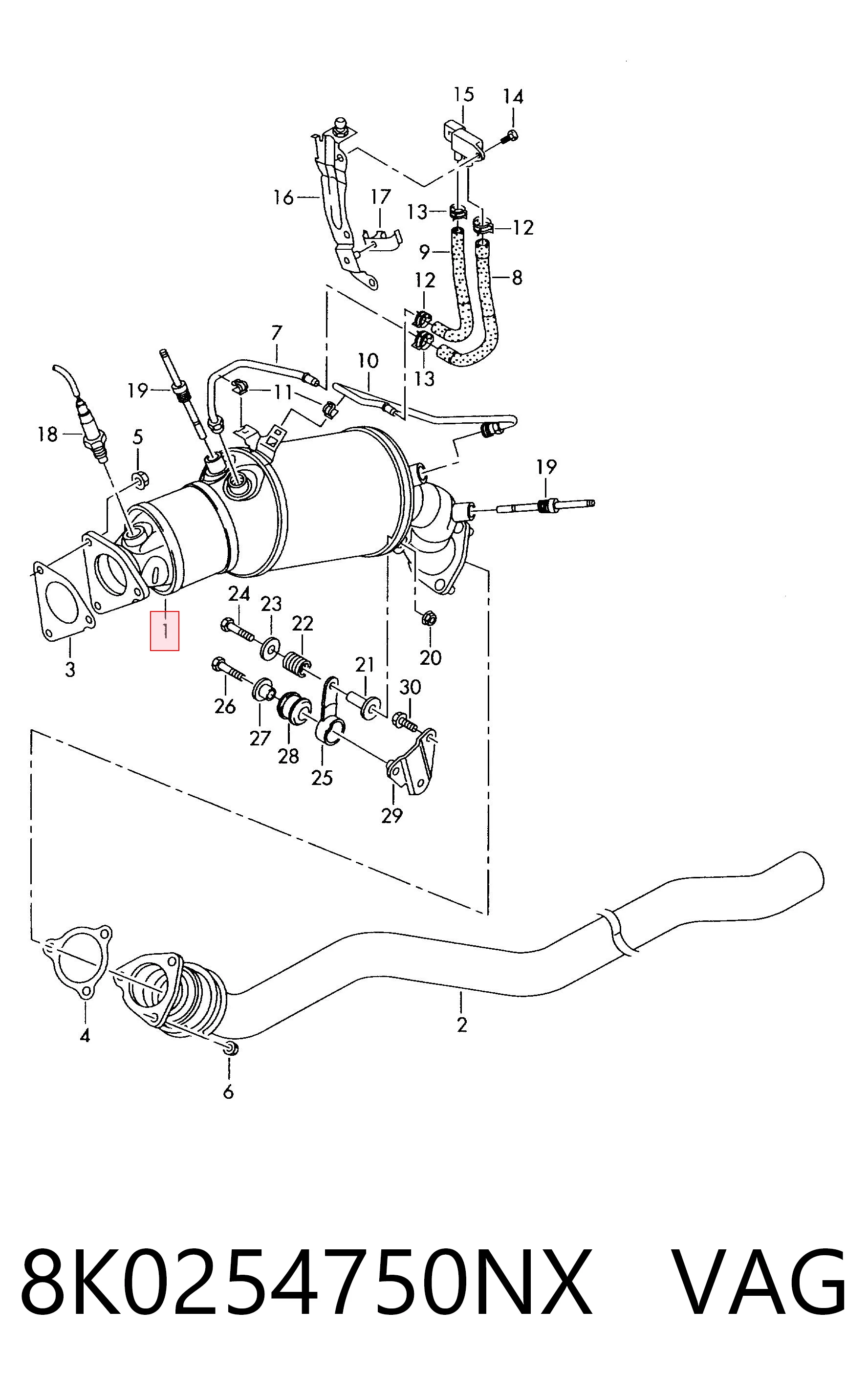 8K0254750NX VAG Convertidor - catalisador