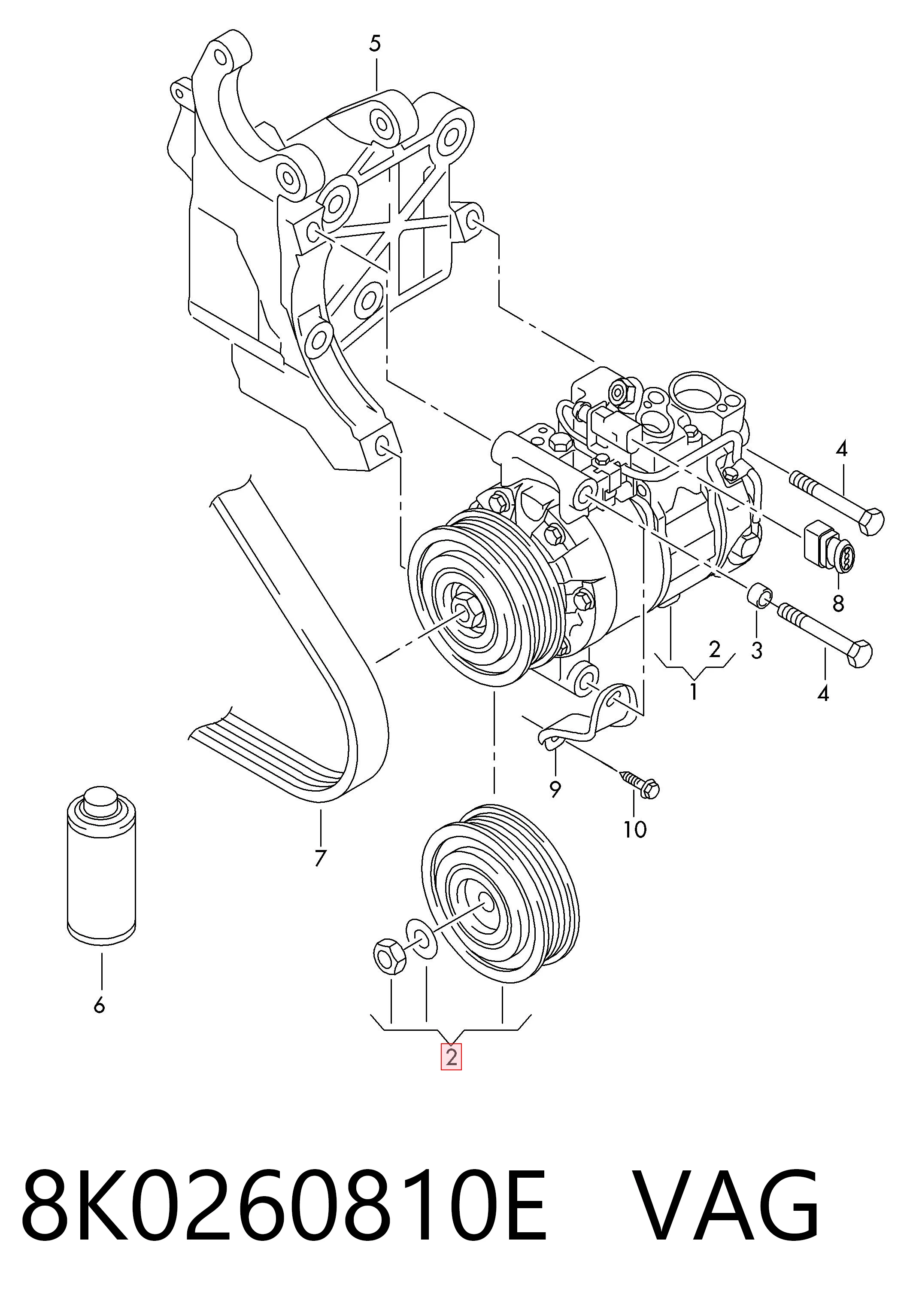 Acoplamento (bobina magnética) do compressor de aparelho de ar condicionado Audi A4  8K2 ao melhor preço