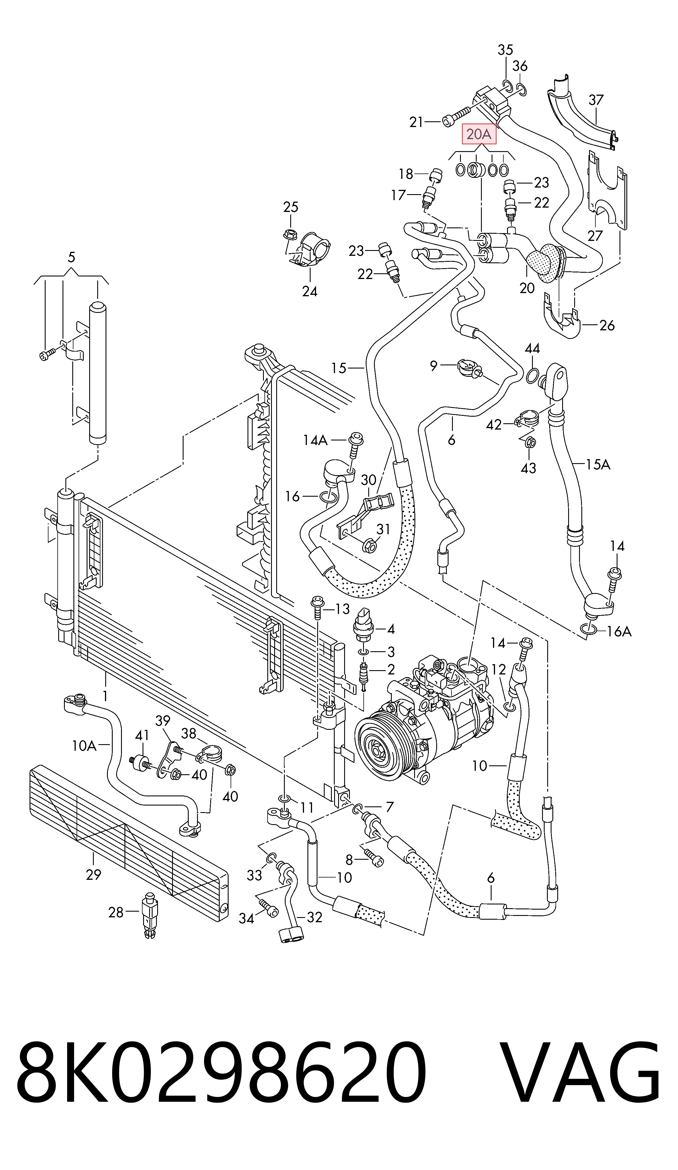 Kit de reparação do compressor de aparelho de ar condicionado Audi Q5 8RB ao melhor preço