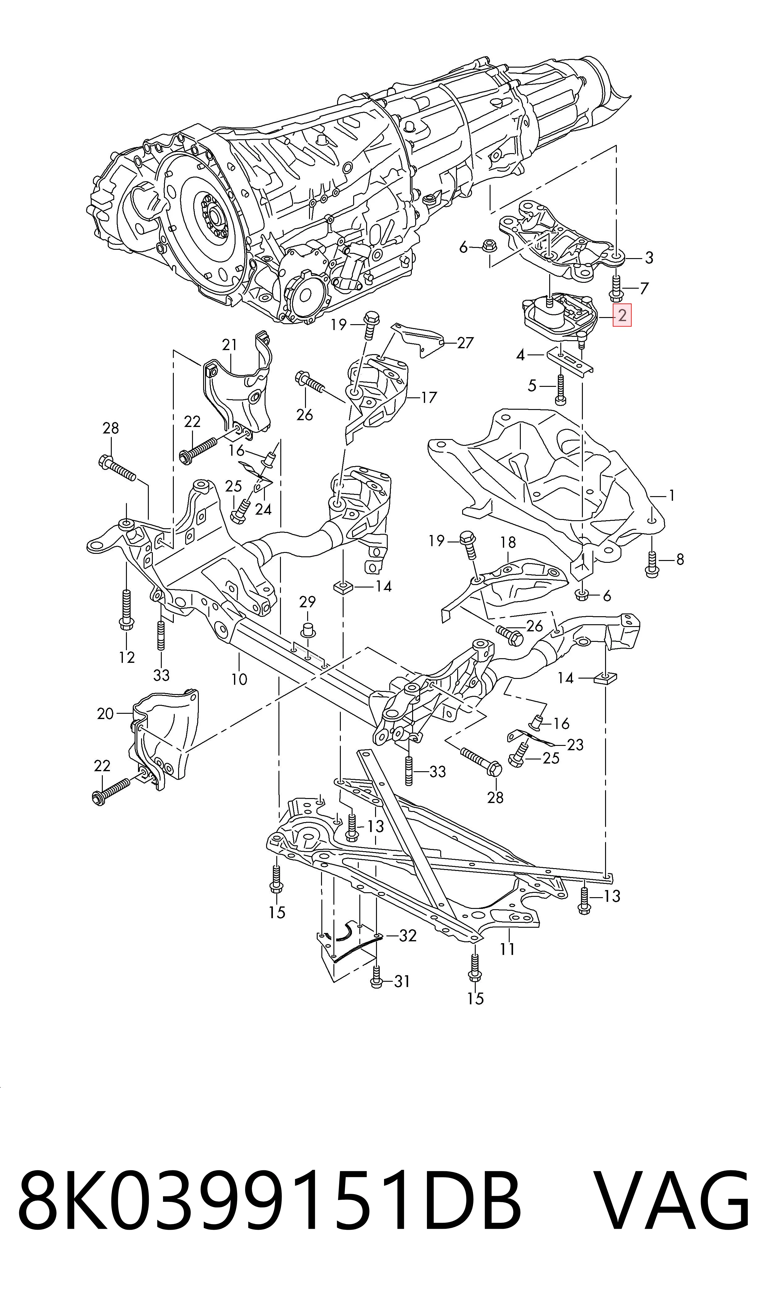 8K0399151DB VAG Coxim de transmissão (suporte da caixa de mudança)