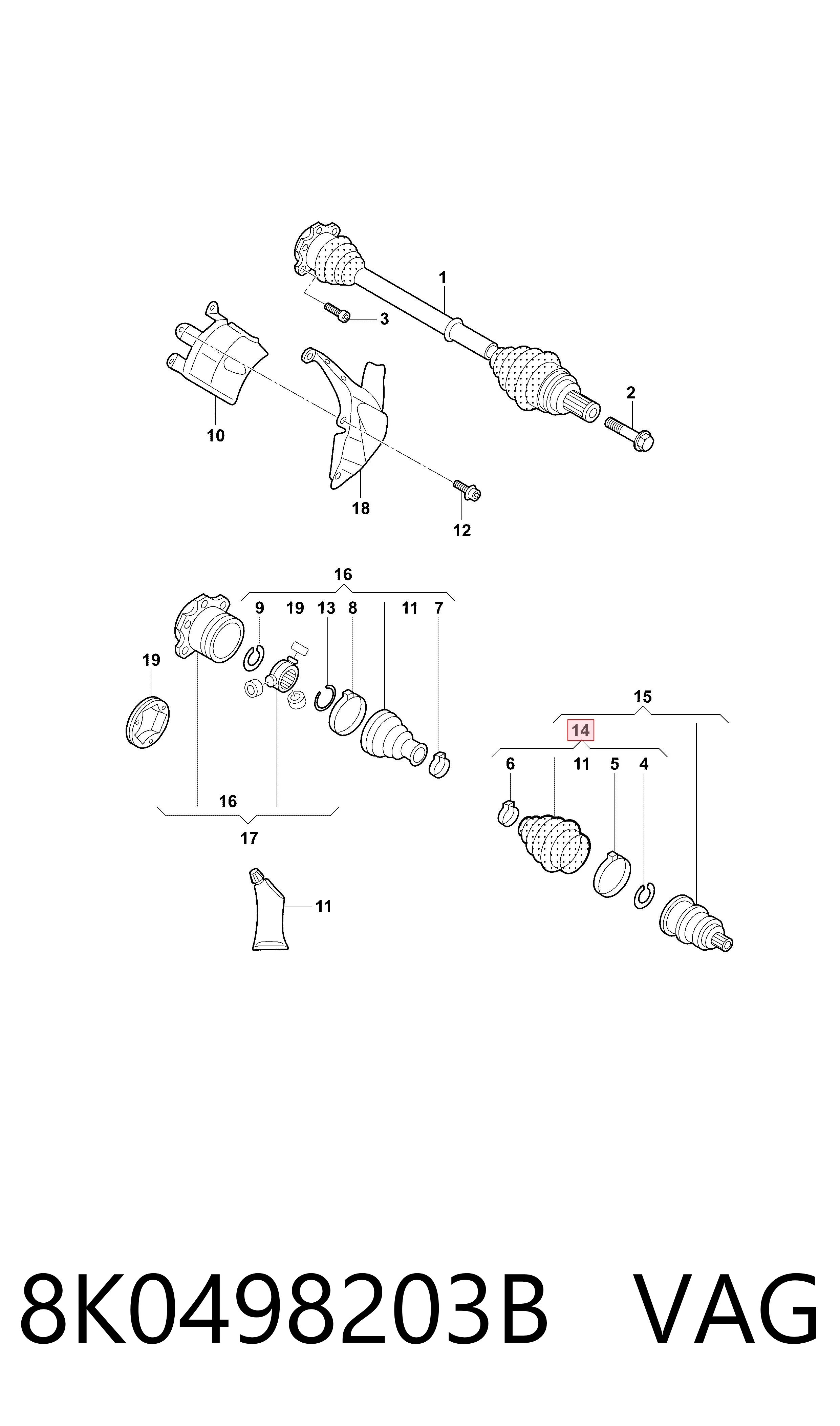 Bota de proteção externa de junta homocinética do semieixo dianteiro VAG 8K0498203B preço, a partir de 17,44 USD