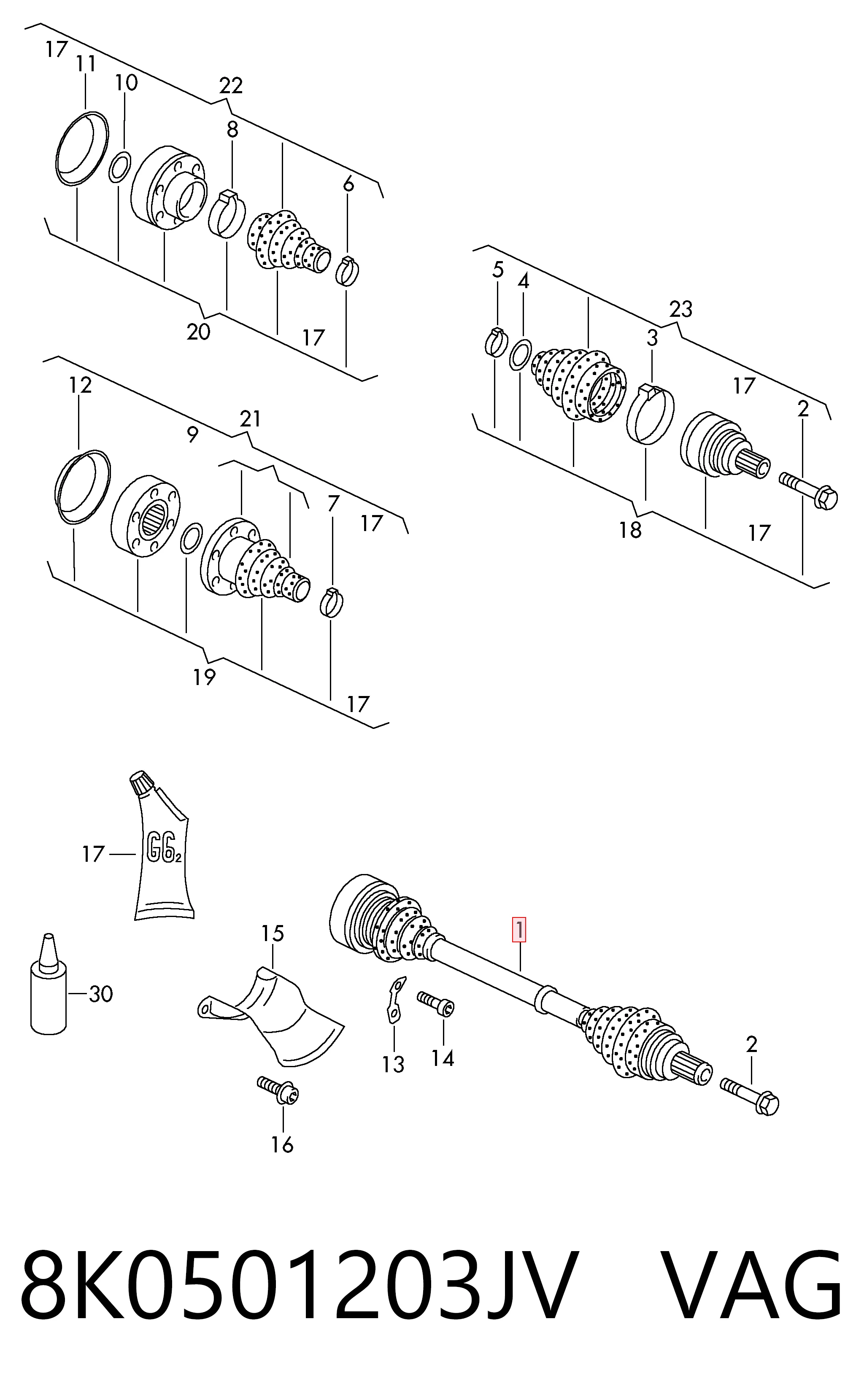 Semieixo traseiro para Audi A4 Allroad B8 8KH