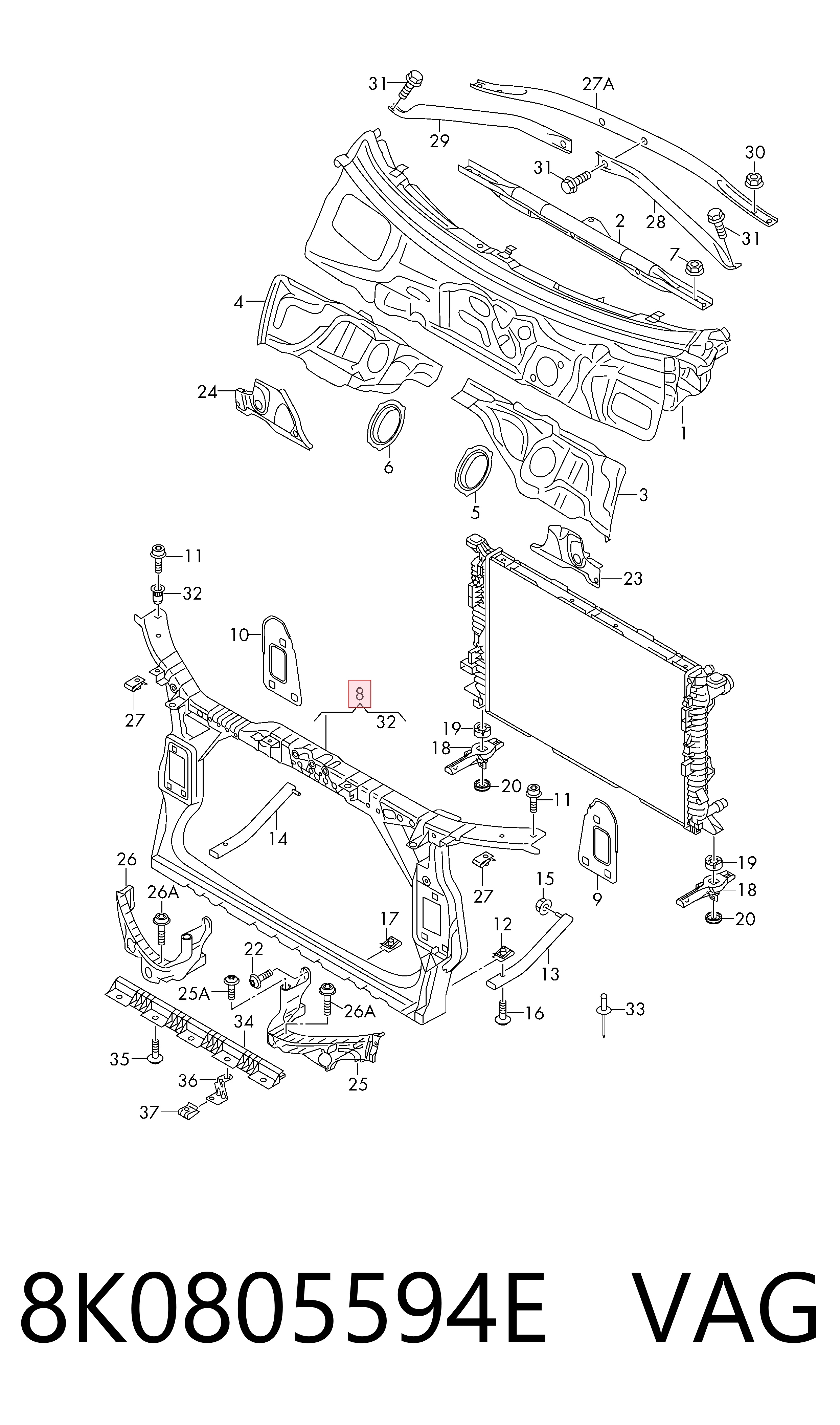 Suporte do radiador montado (painel de montagem de fixação das luzes) AND 3L805005 preço, a partir de 129,09 USD
