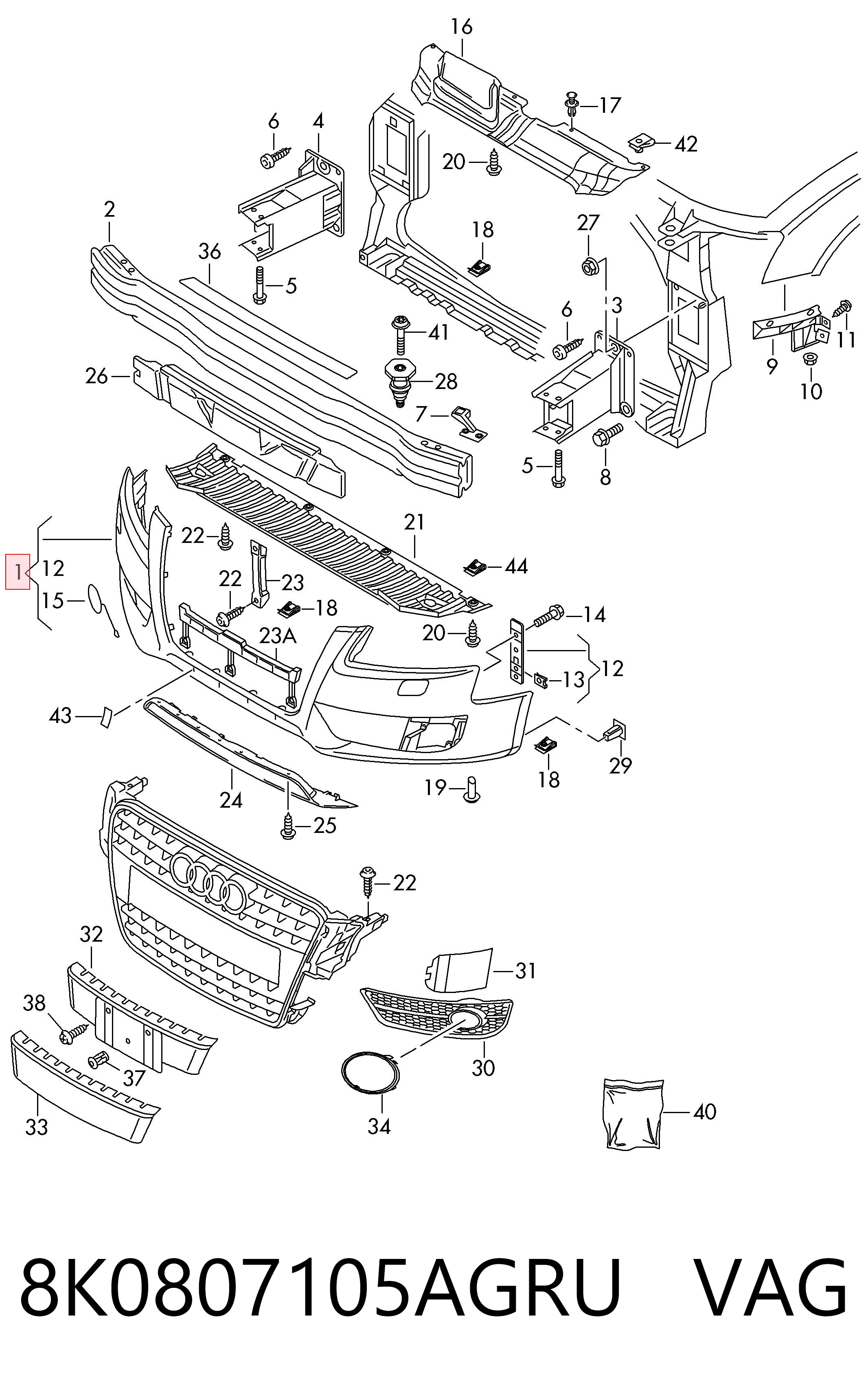 Pára-choque dianteiro para Audi A4 8K2
