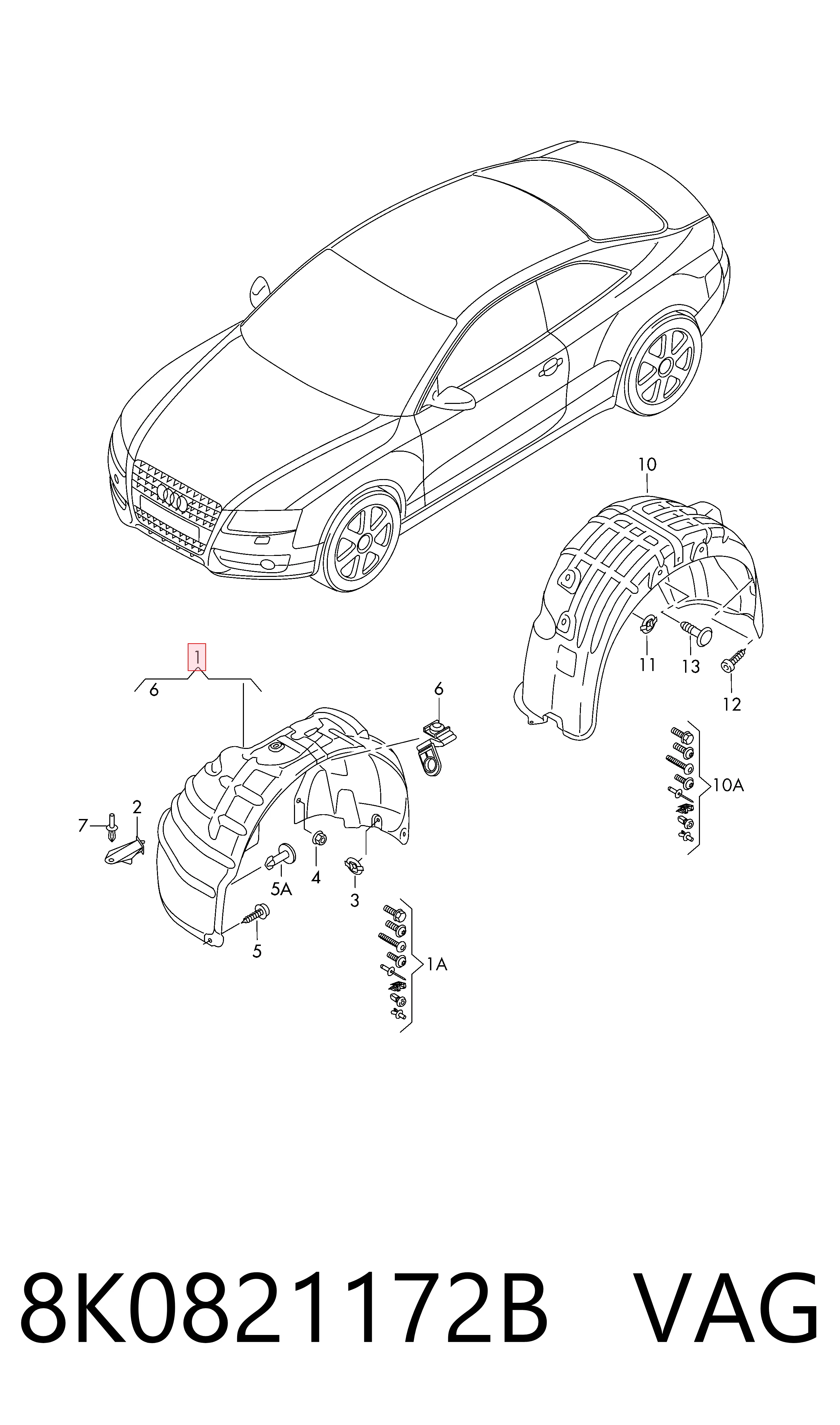  Guarda-barras direito do pára-lama dianteiro Audi A4 B8 sedan (8K2) (2007 - 2015) B8
