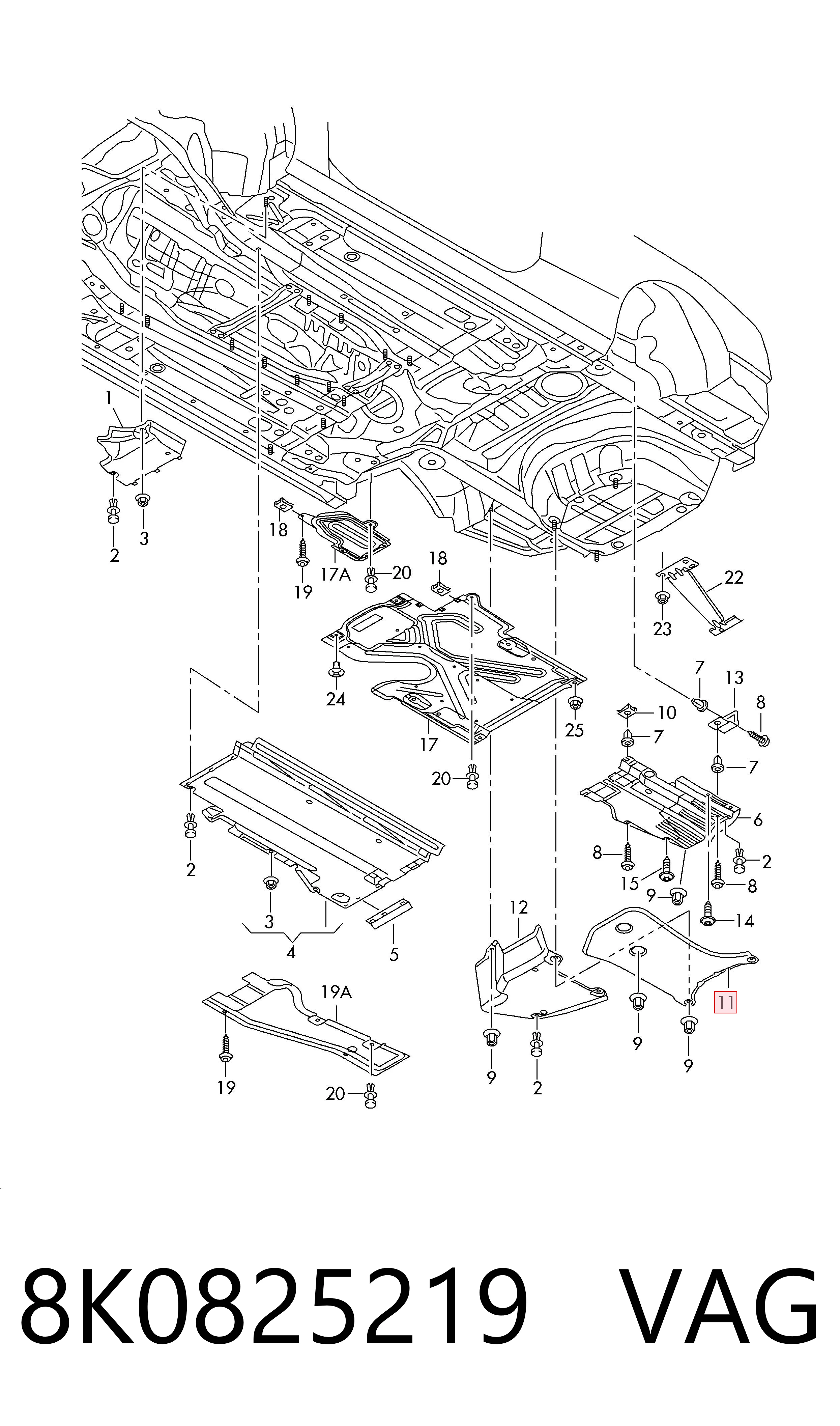 Compre 8K0825219 VAG Proteção de fundo traseira