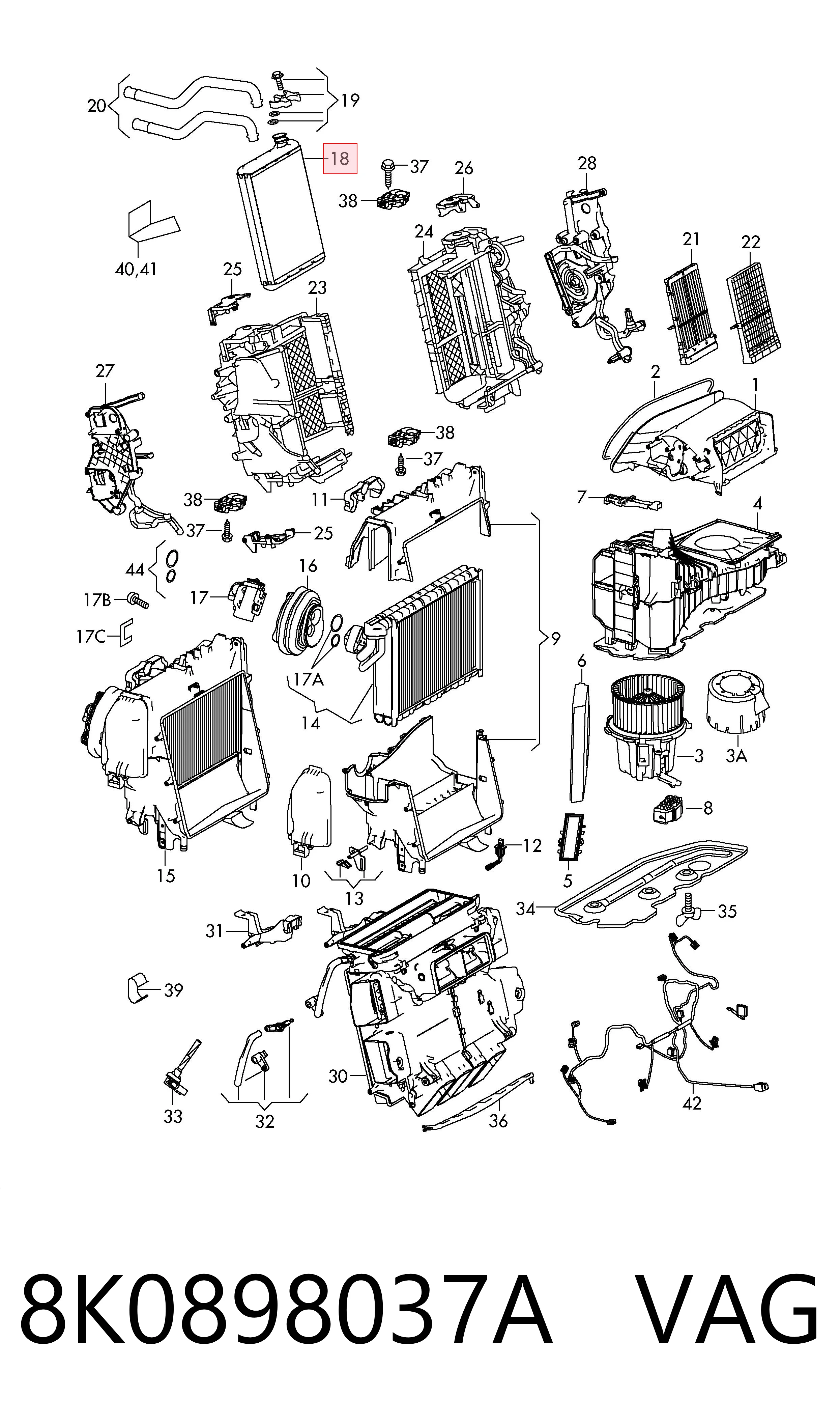 8K0898037A VAG Radiador de forno (de aquecedor)