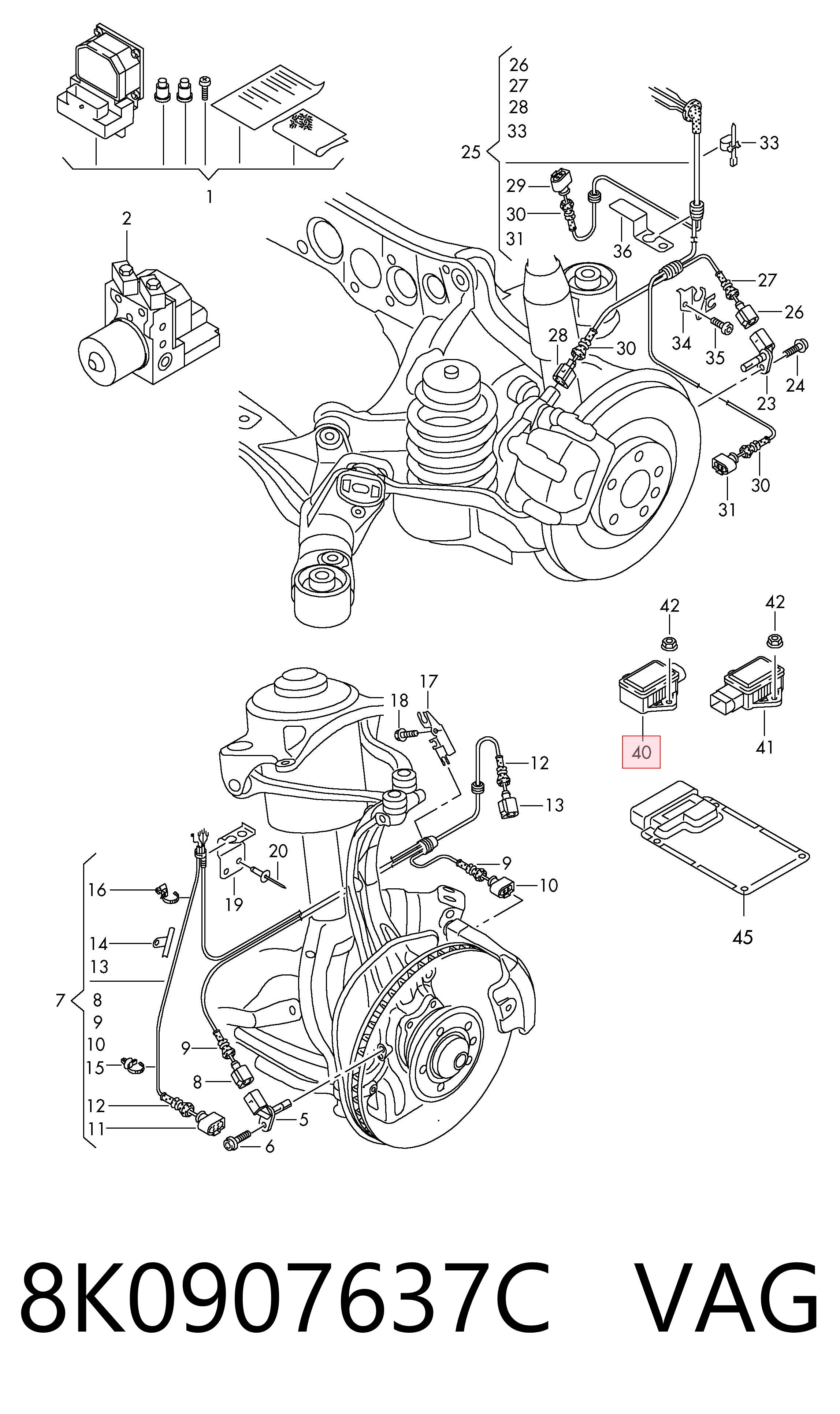8K0907637C VAG Sensor de aceleração transversal (ESP)