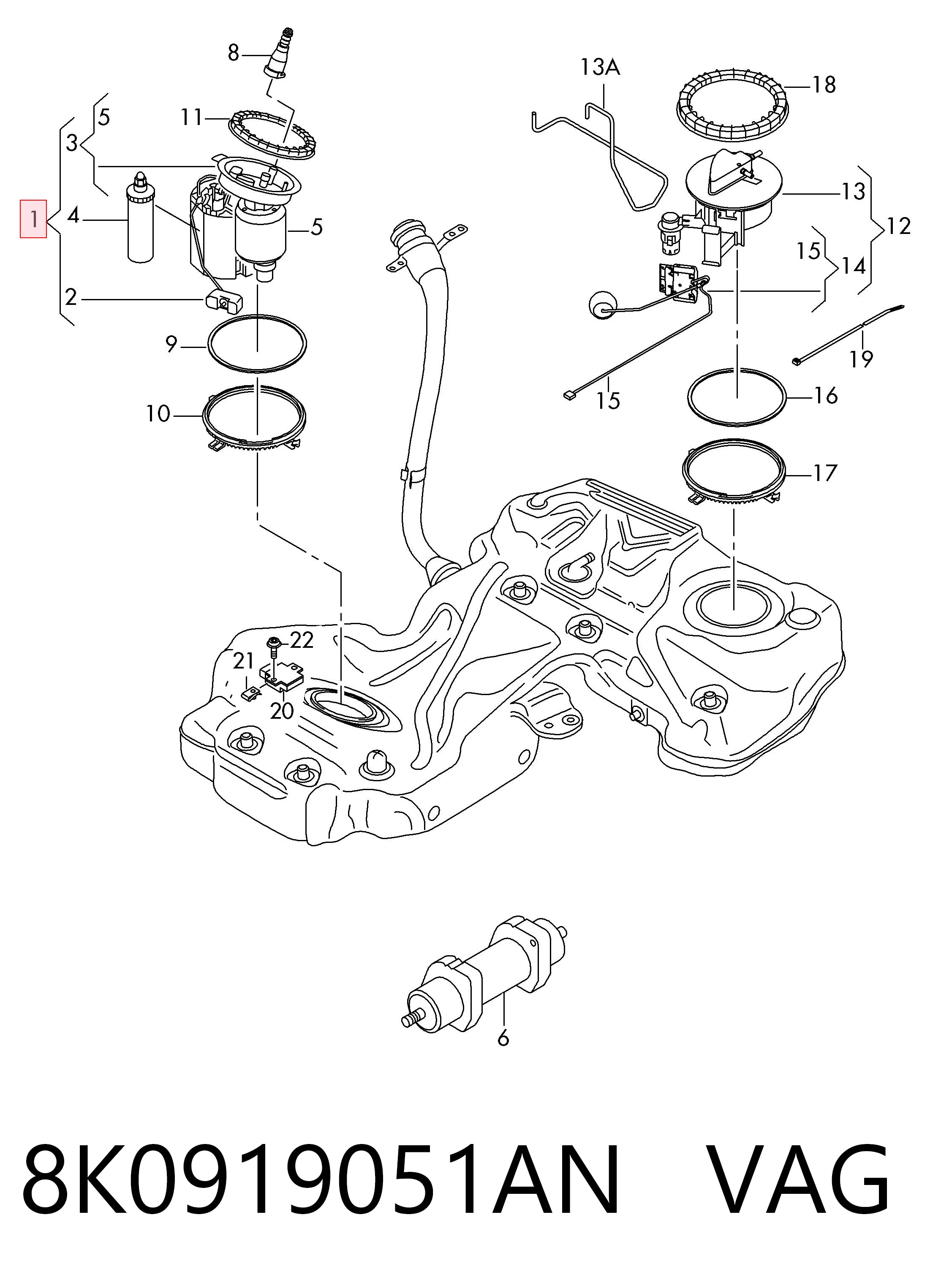 Módulo de bomba de combustível com sensor do nível de combustível AND 3T919011 preço, a partir de 569,80 USD