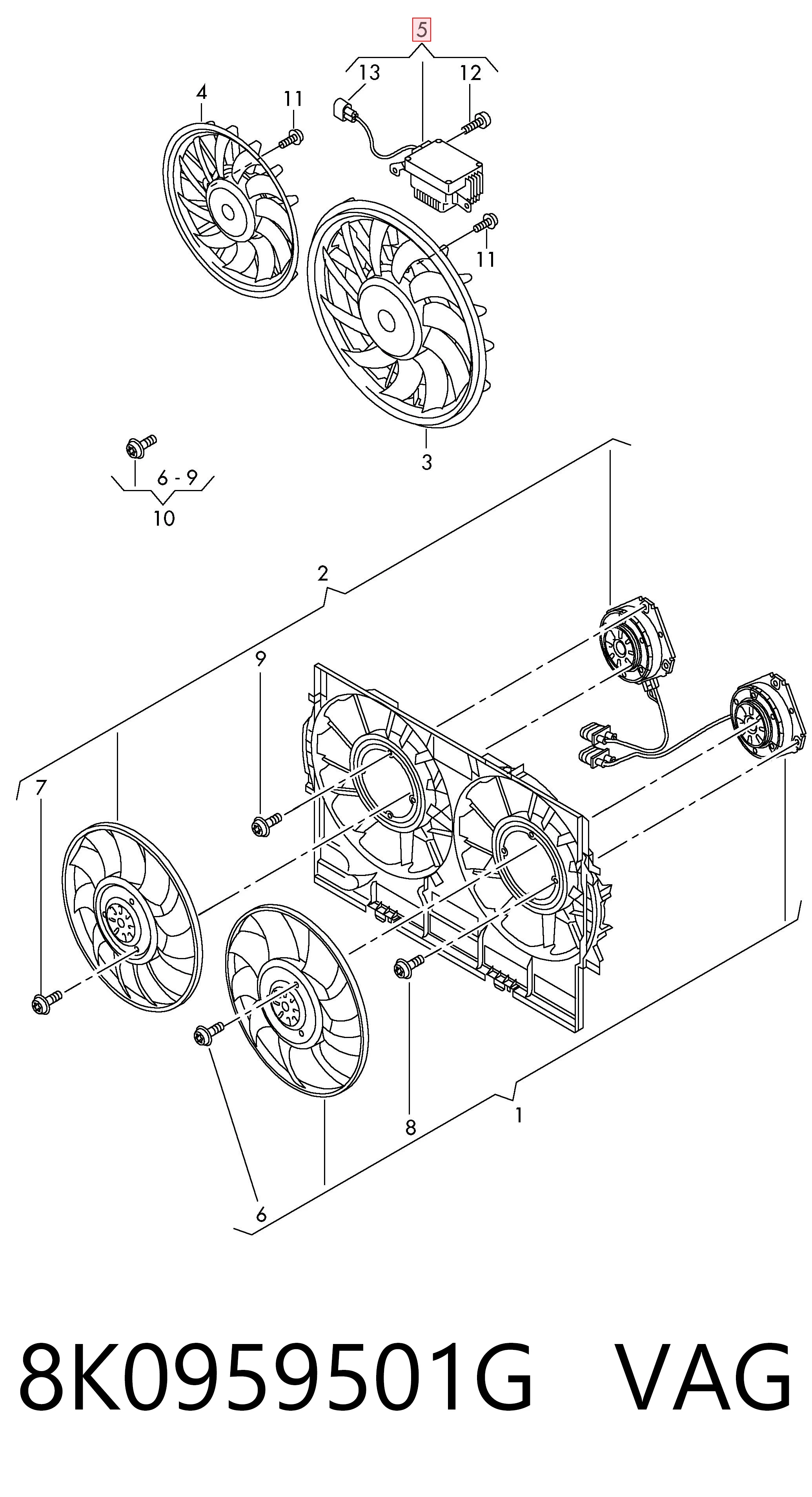 8K0959501G VAG Regulador de revoluções de ventilador de esfriamento (unidade de controlo)