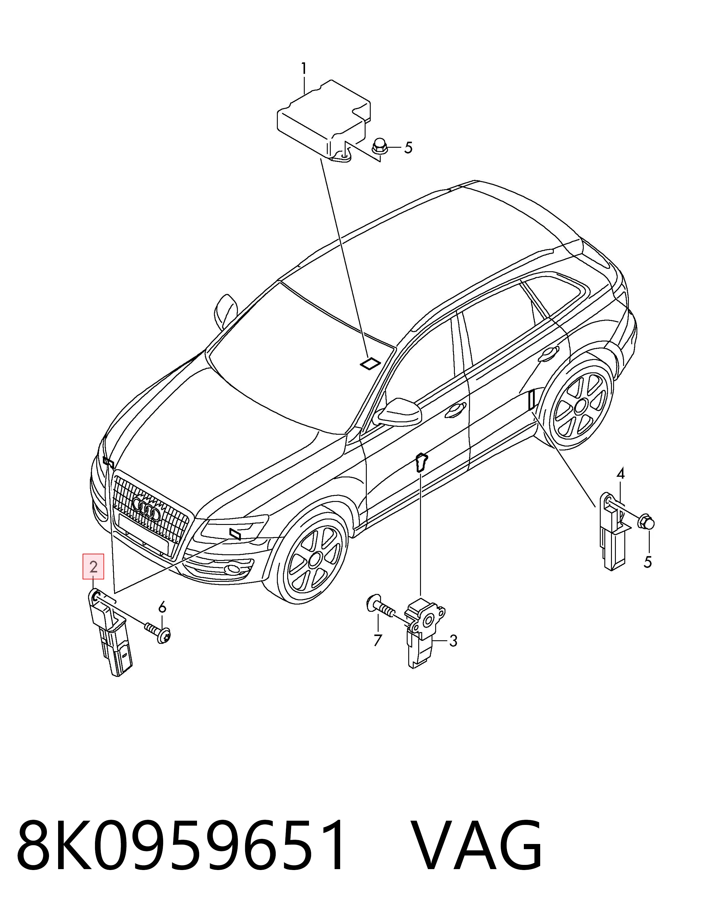 8K0959651 VAG Sensor AIRBAG dianteiro