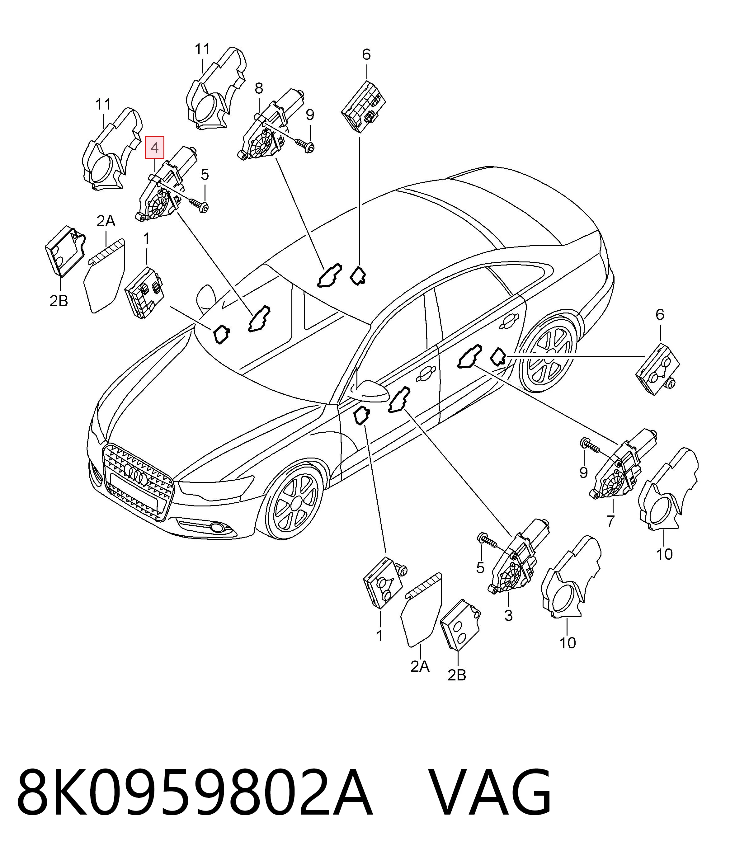 8K0959802A VAG Motor de acionamento de vidro da porta dianteira direita