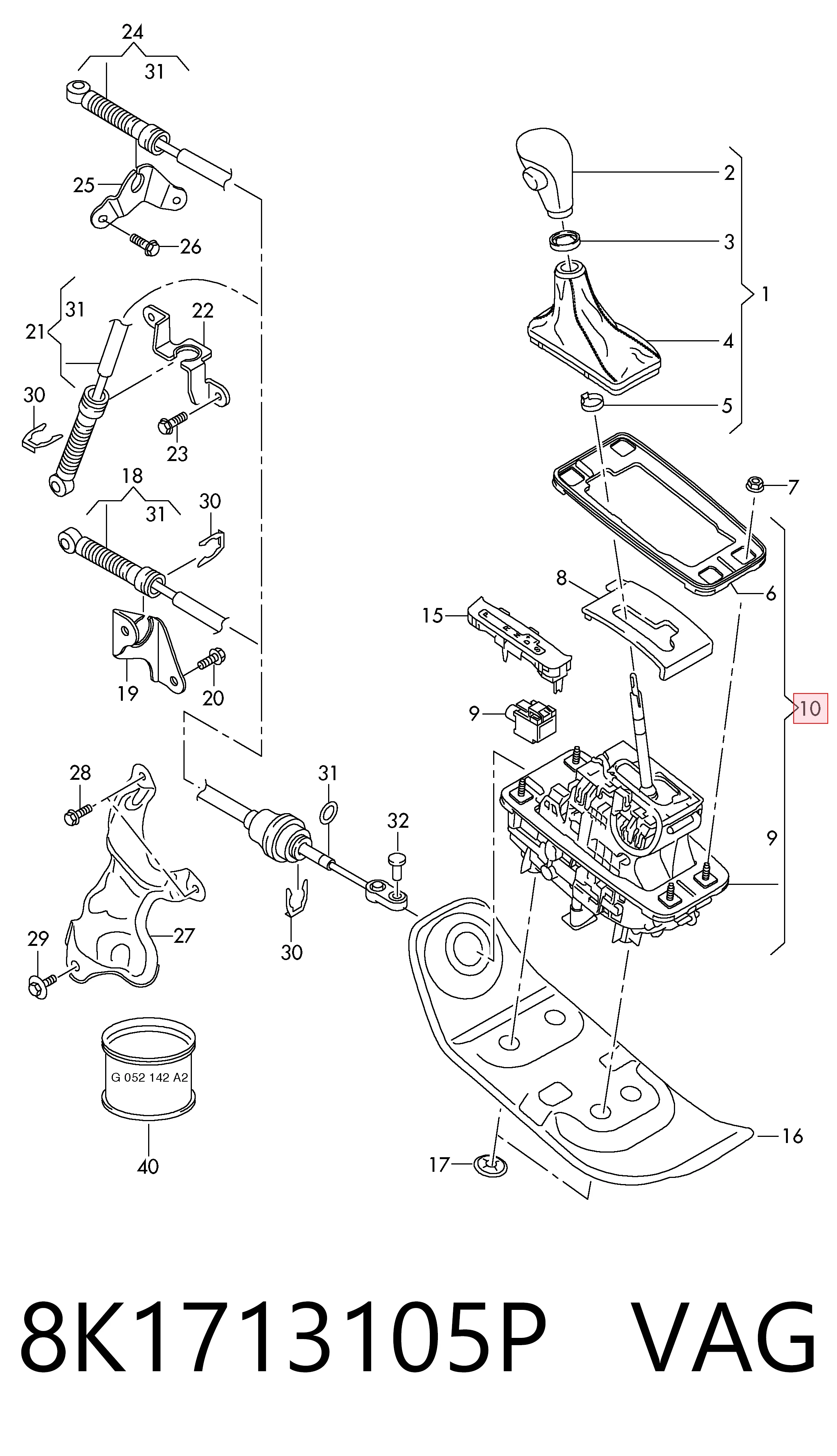 Mecanismo de mudança (ligação) para Audi A5 Sportback 8TA