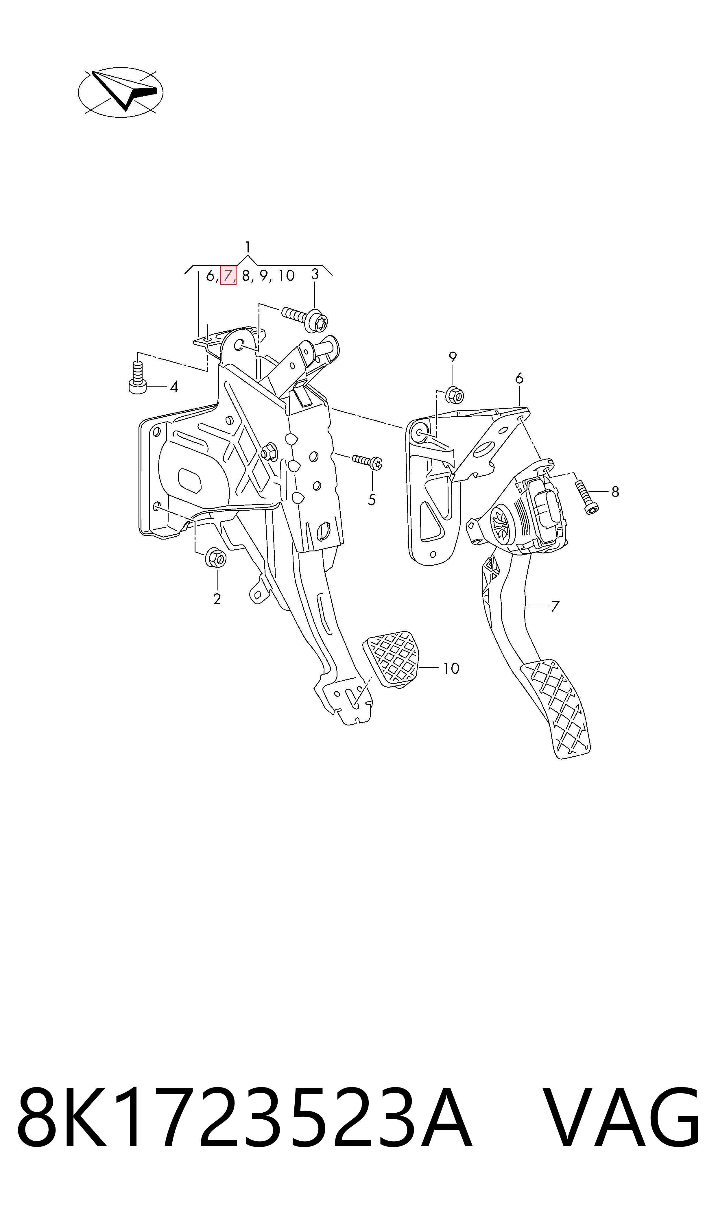 8K1723523A VAG Pedal de gás (de acelerador)