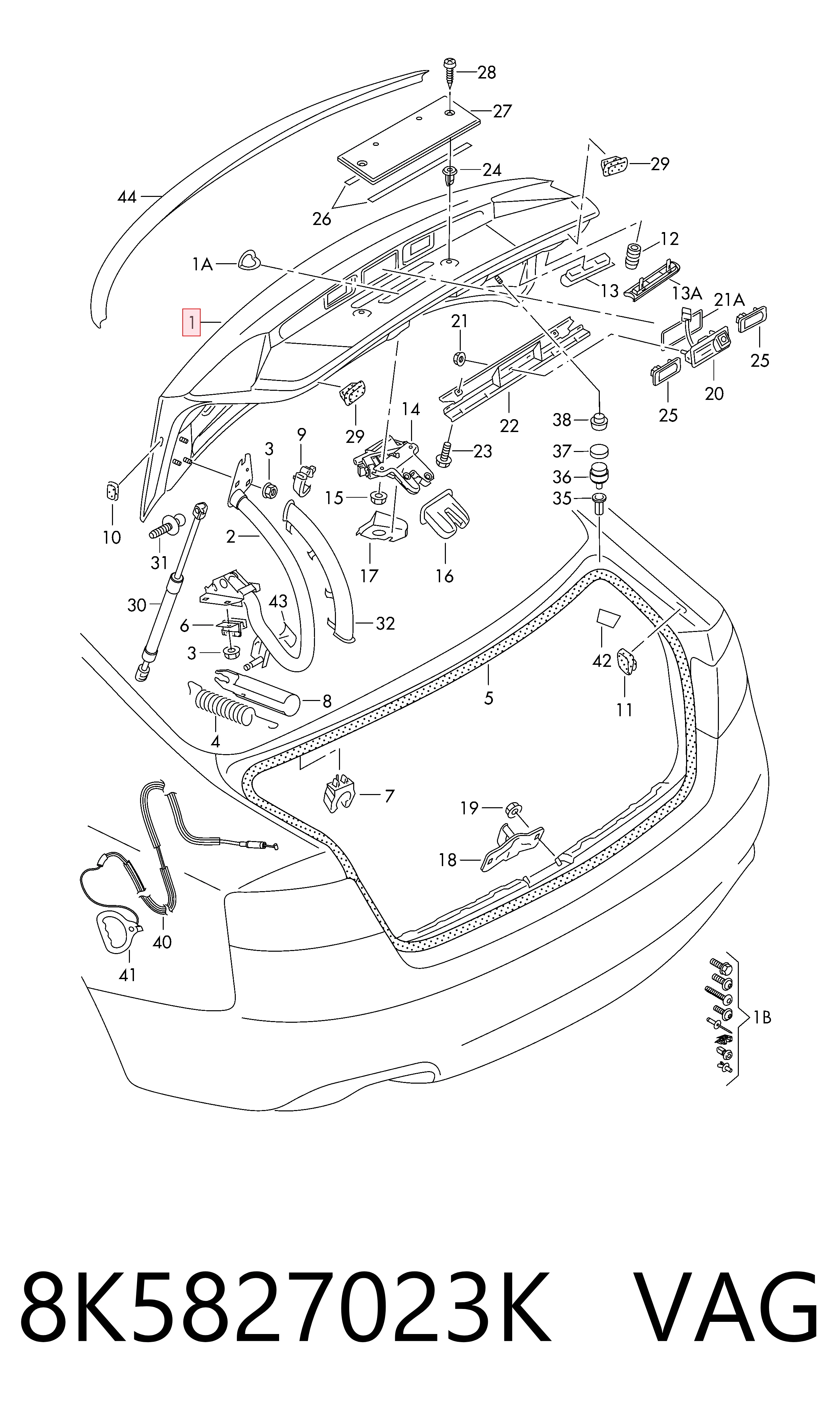 Tampa de porta-malas Audi A4  8K2 ao melhor preço