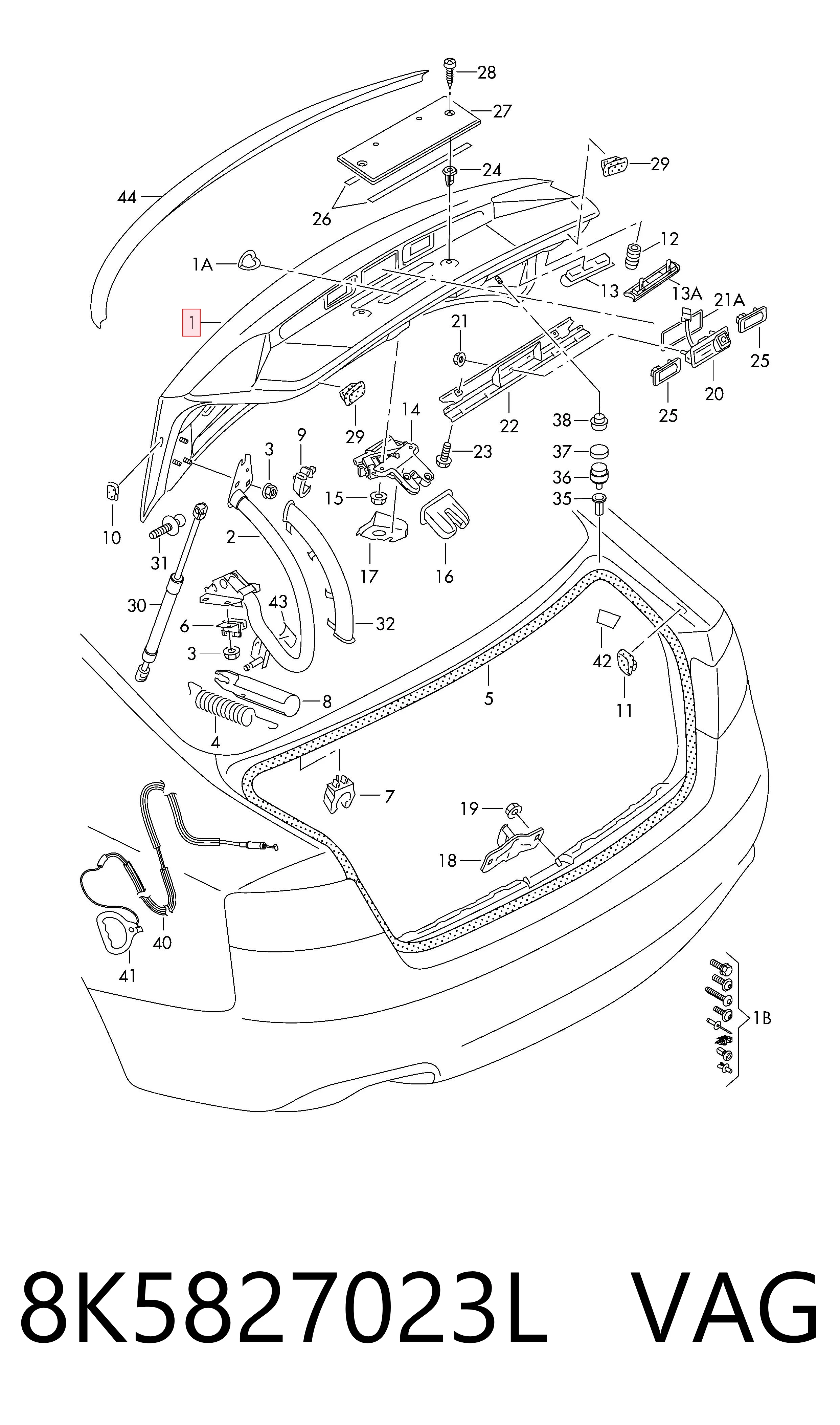 Tampa de porta-malas Audi A4 B8 8K2