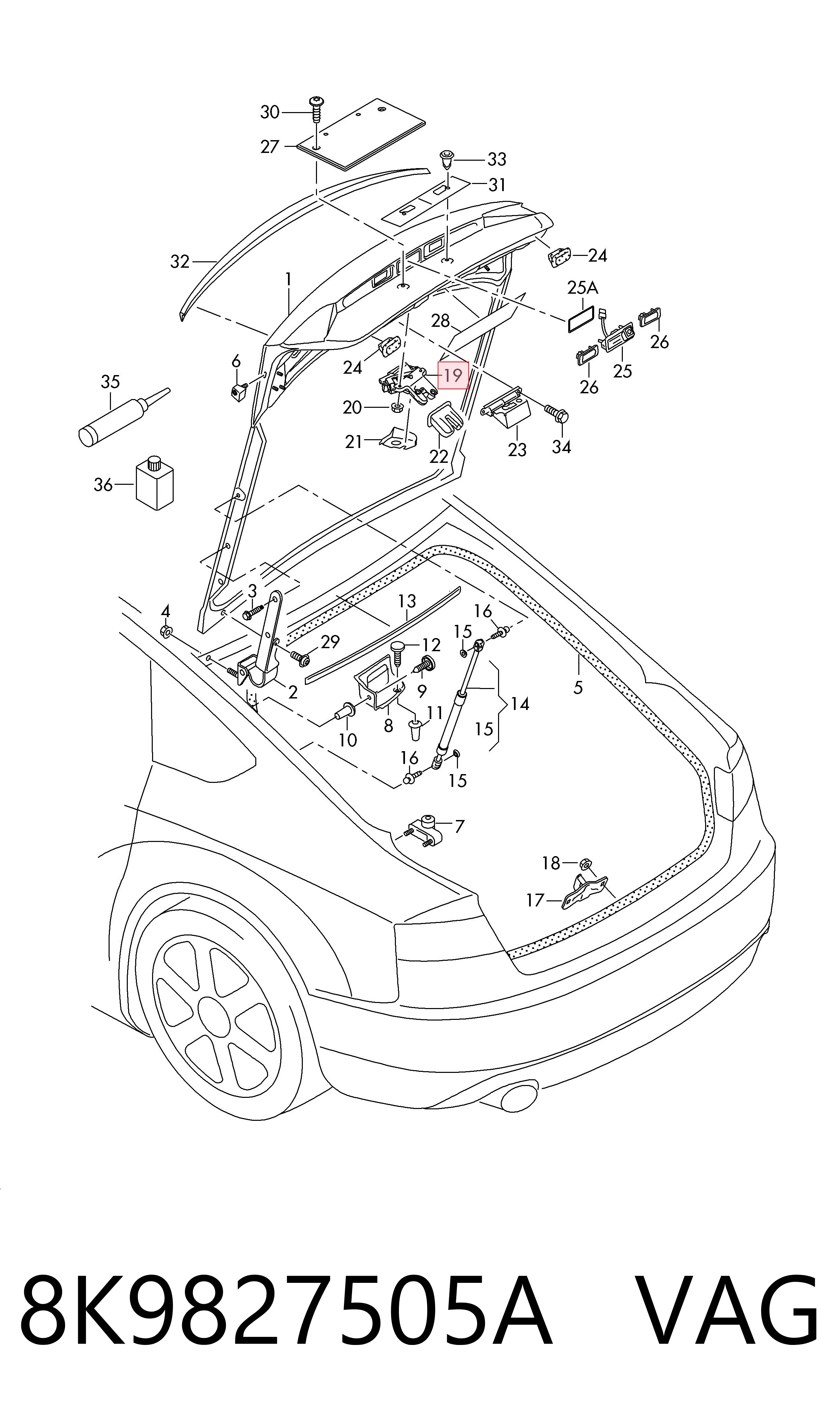 Fecho de tampa de porta-malas (de 3ª/5ª porta traseira) Audi A6 C7 4G2, 4GC