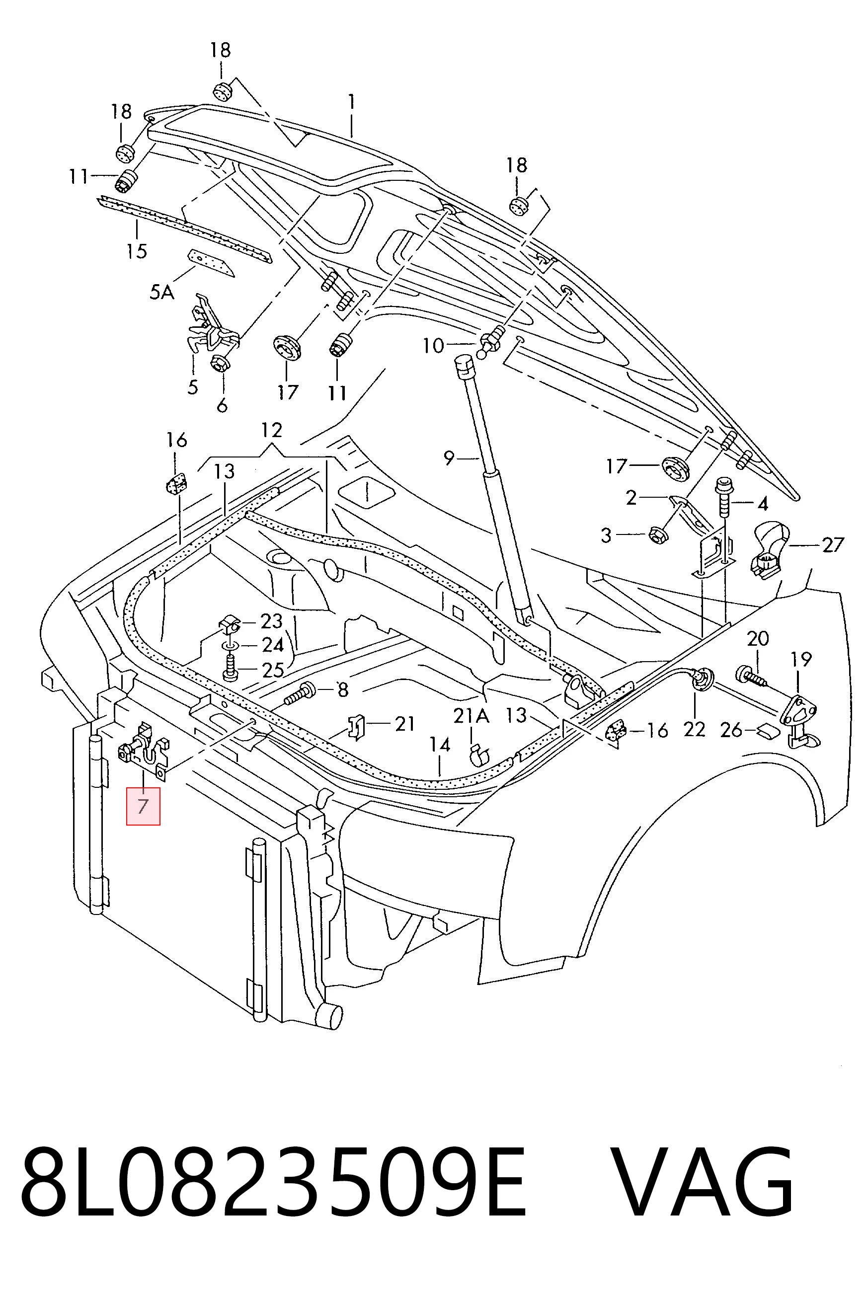 Fecho da capota para Audi A6 C5 4B2, 4B4