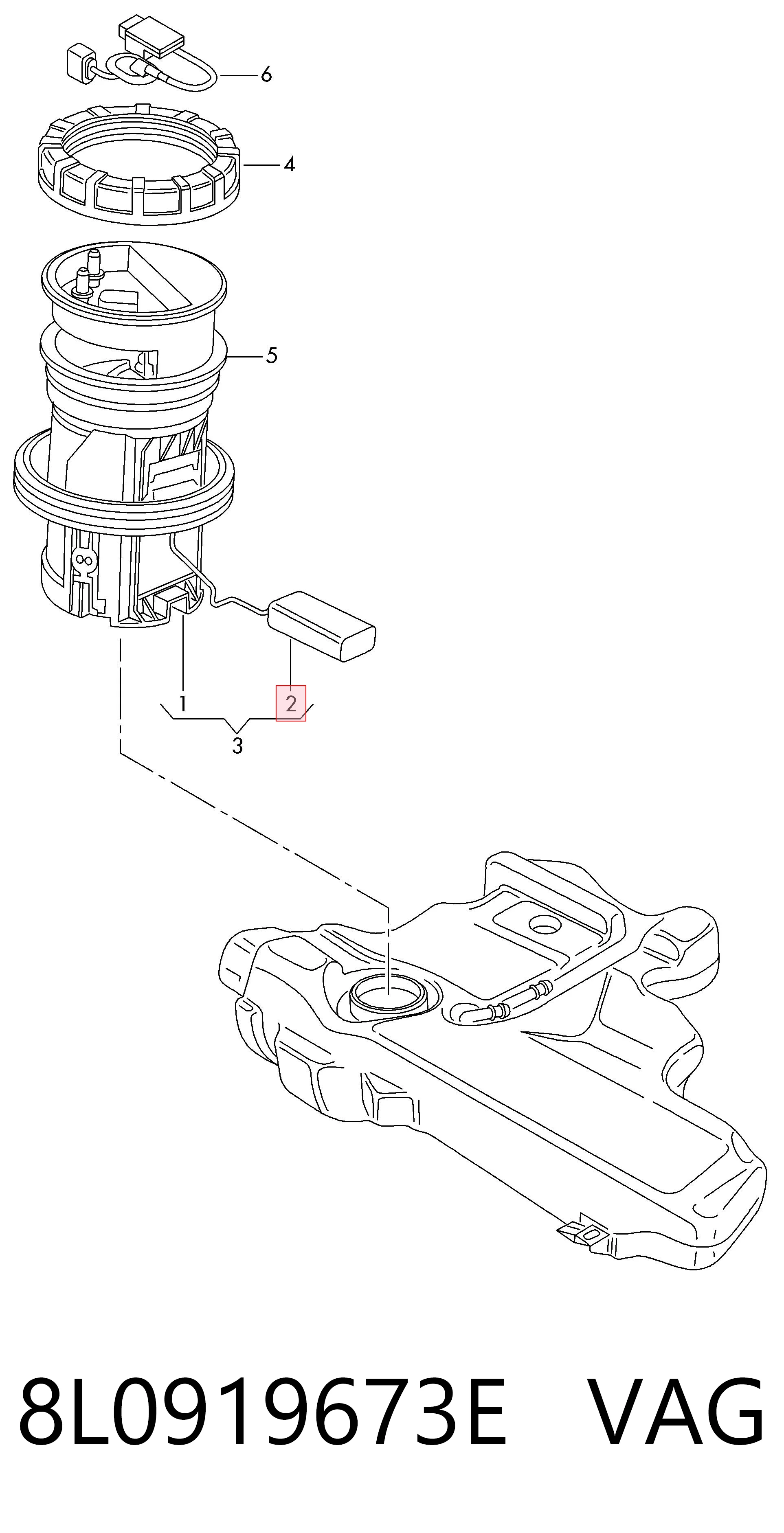 8L0919673E VAG Sensor do nível de combustível no tanque