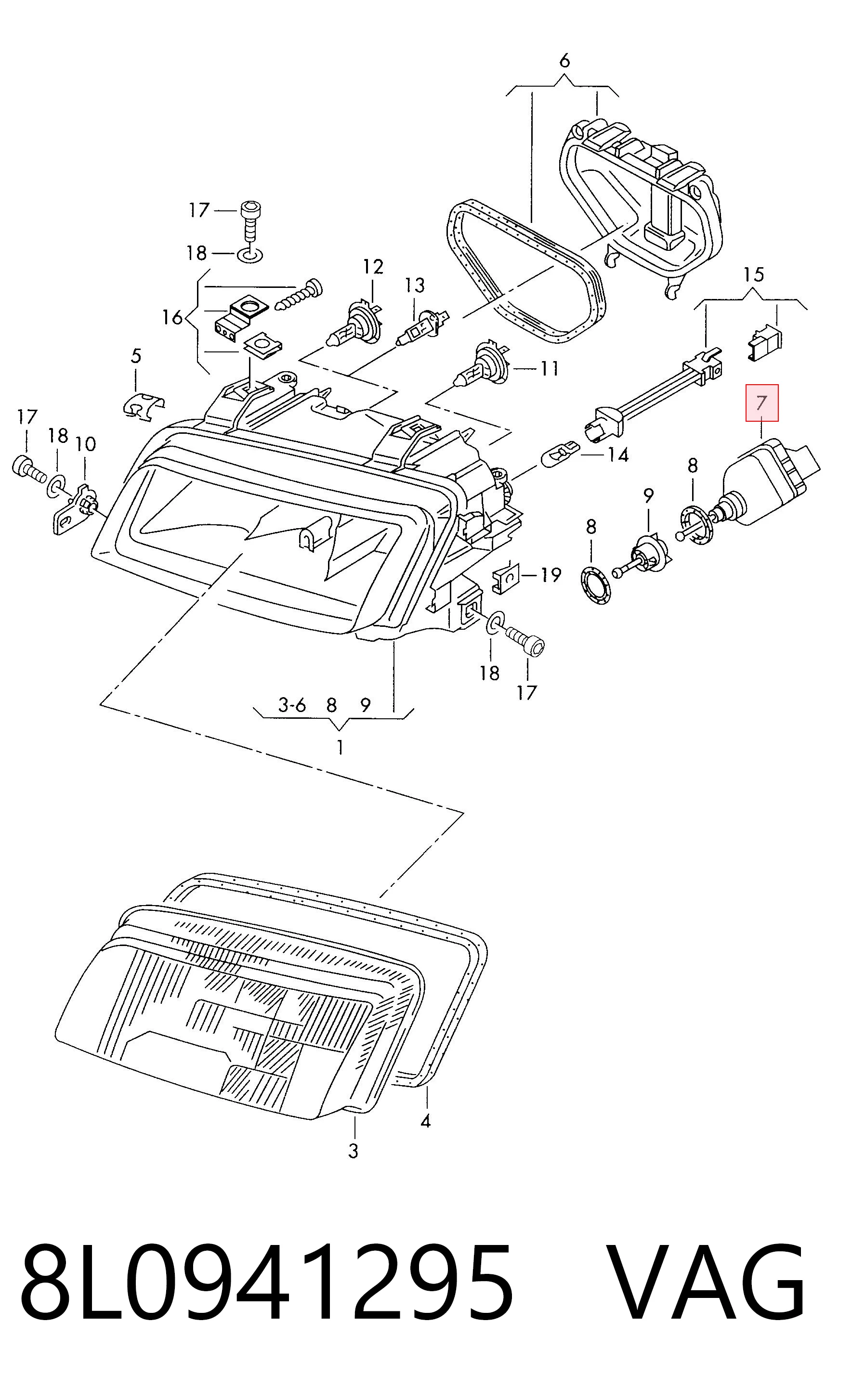 Corretor da luz para Audi A3 8L1