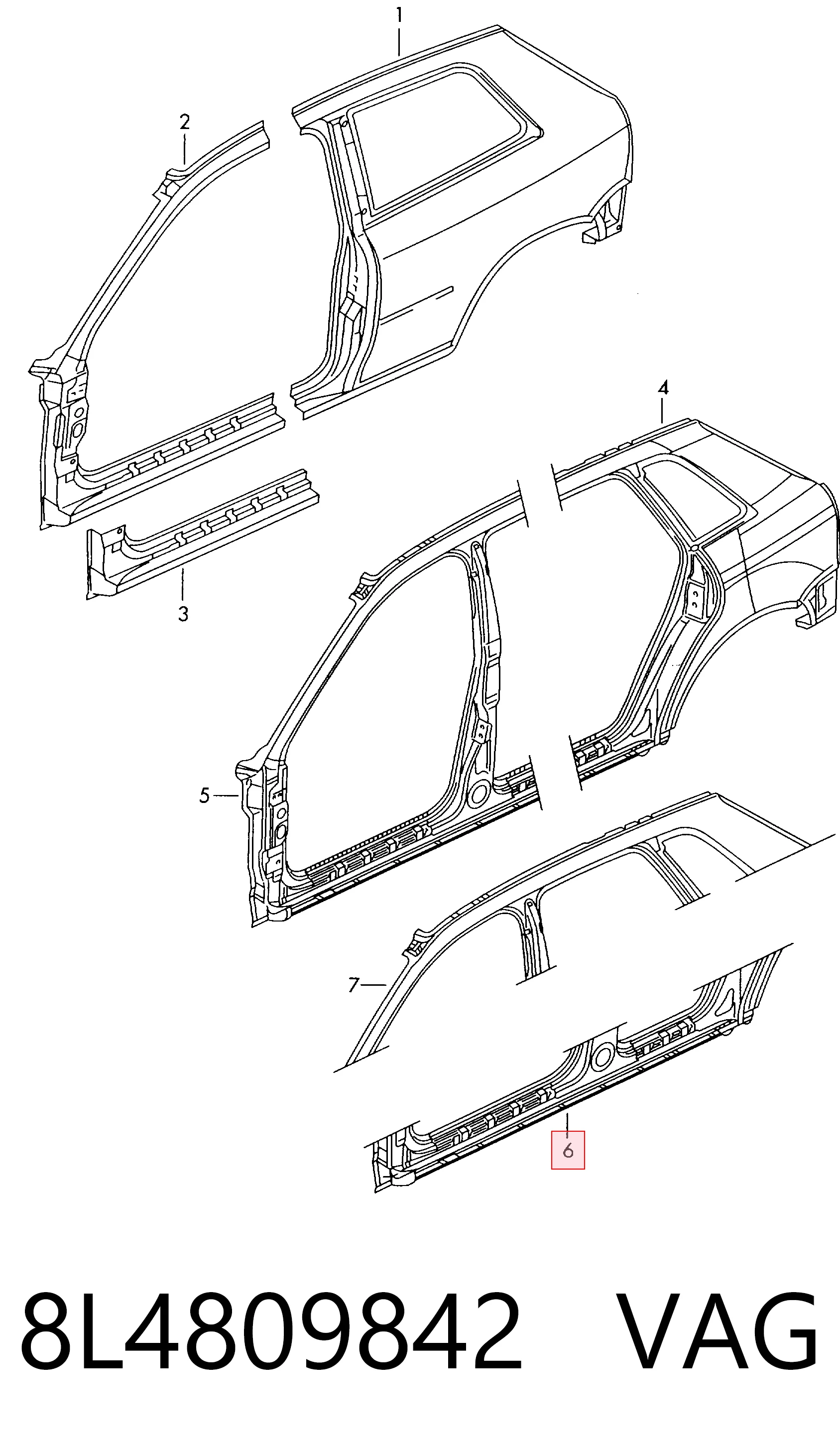 Acesso externo direito Audi A3  8L1 ao melhor preço