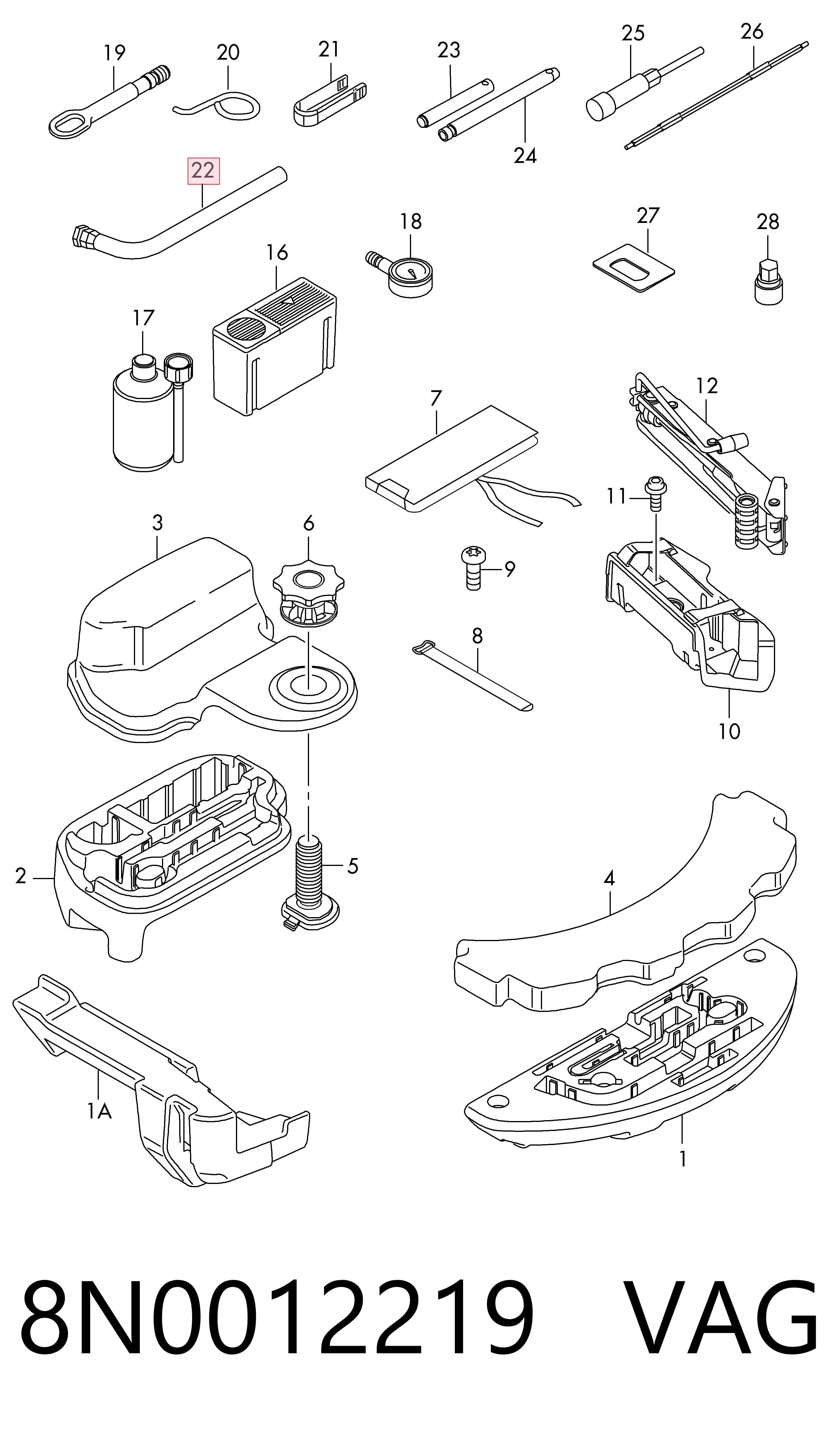 Chave para os pneus (de encaixe) VAG 8N0012219 preço, a partir de 40,77 USD