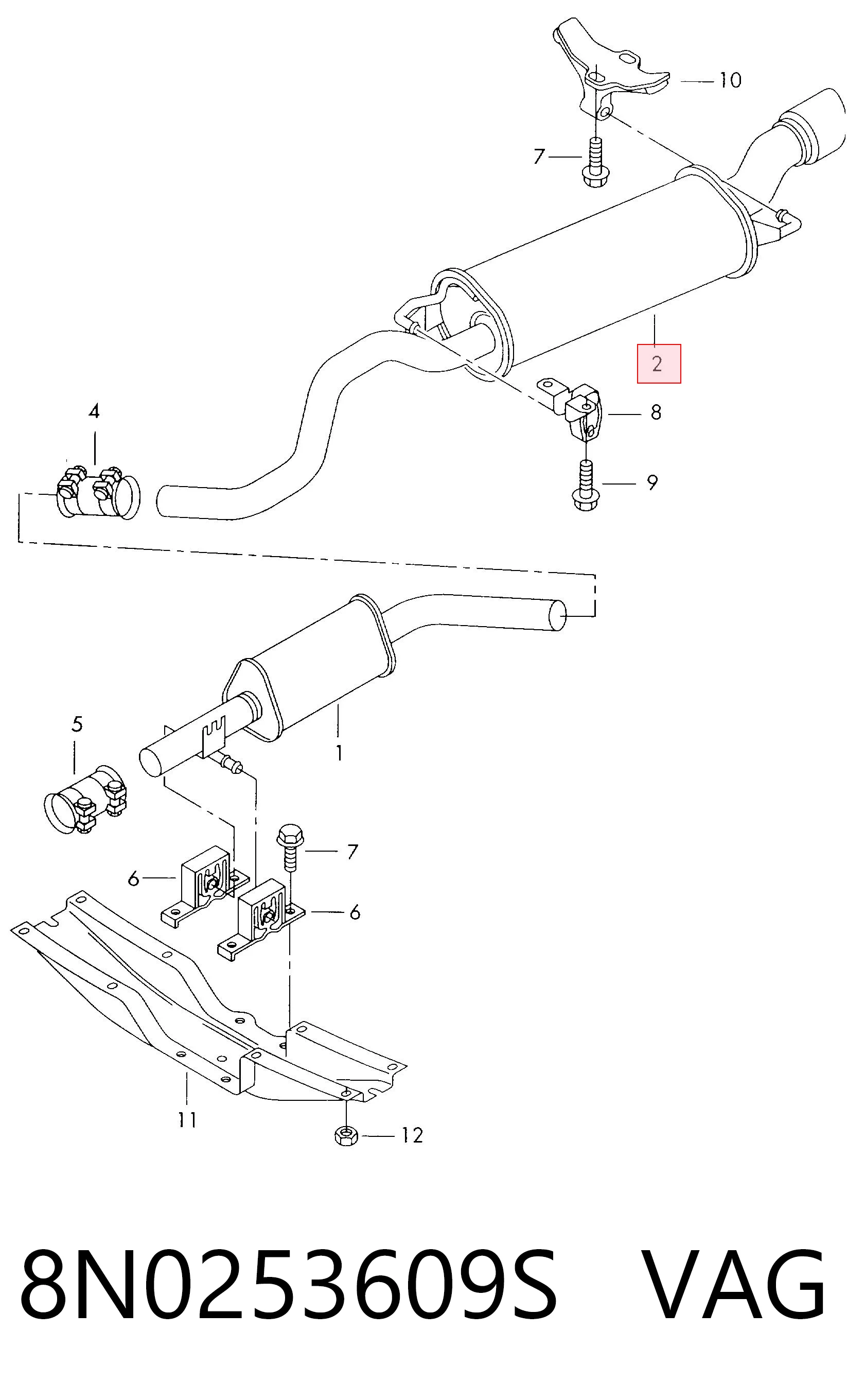 Silenciador, parte traseira Audi TT  8N3 ao melhor preço