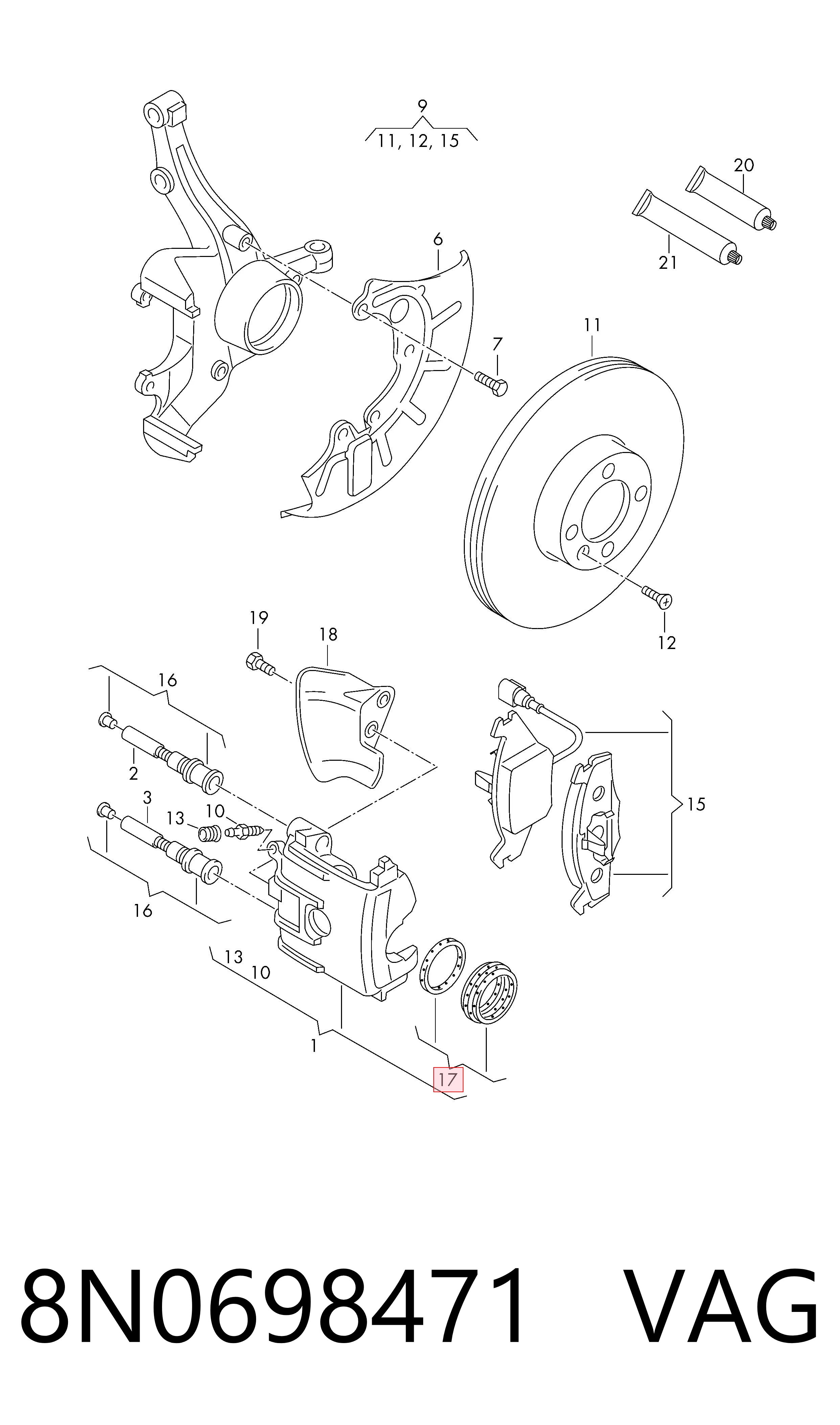 Kit de reparação de suporte do freio dianteiro VAG 8N0698471 preço, a partir de 4,99 USD