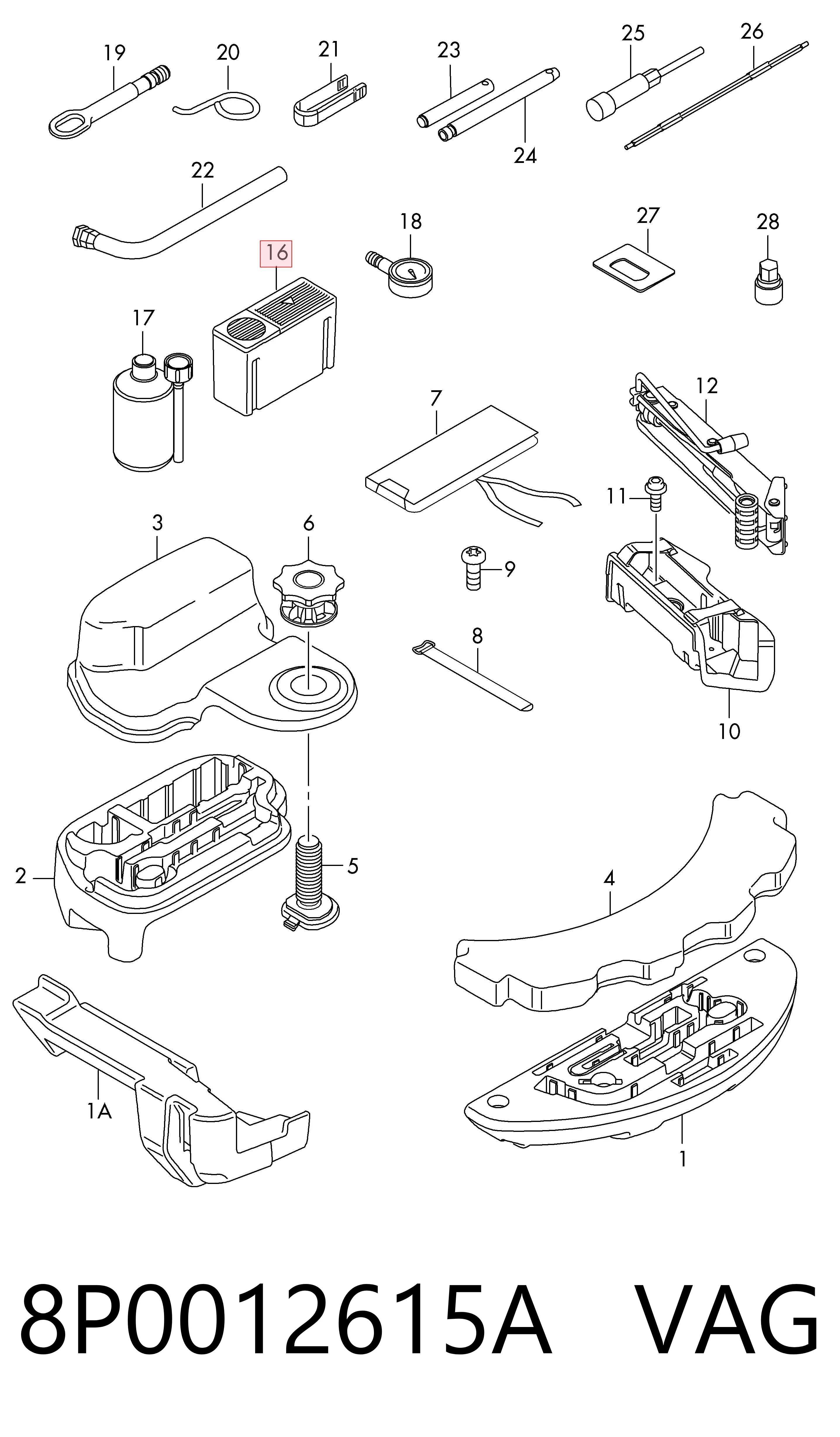 8P0012615A VAG Compressor para o bombeio de pneus
