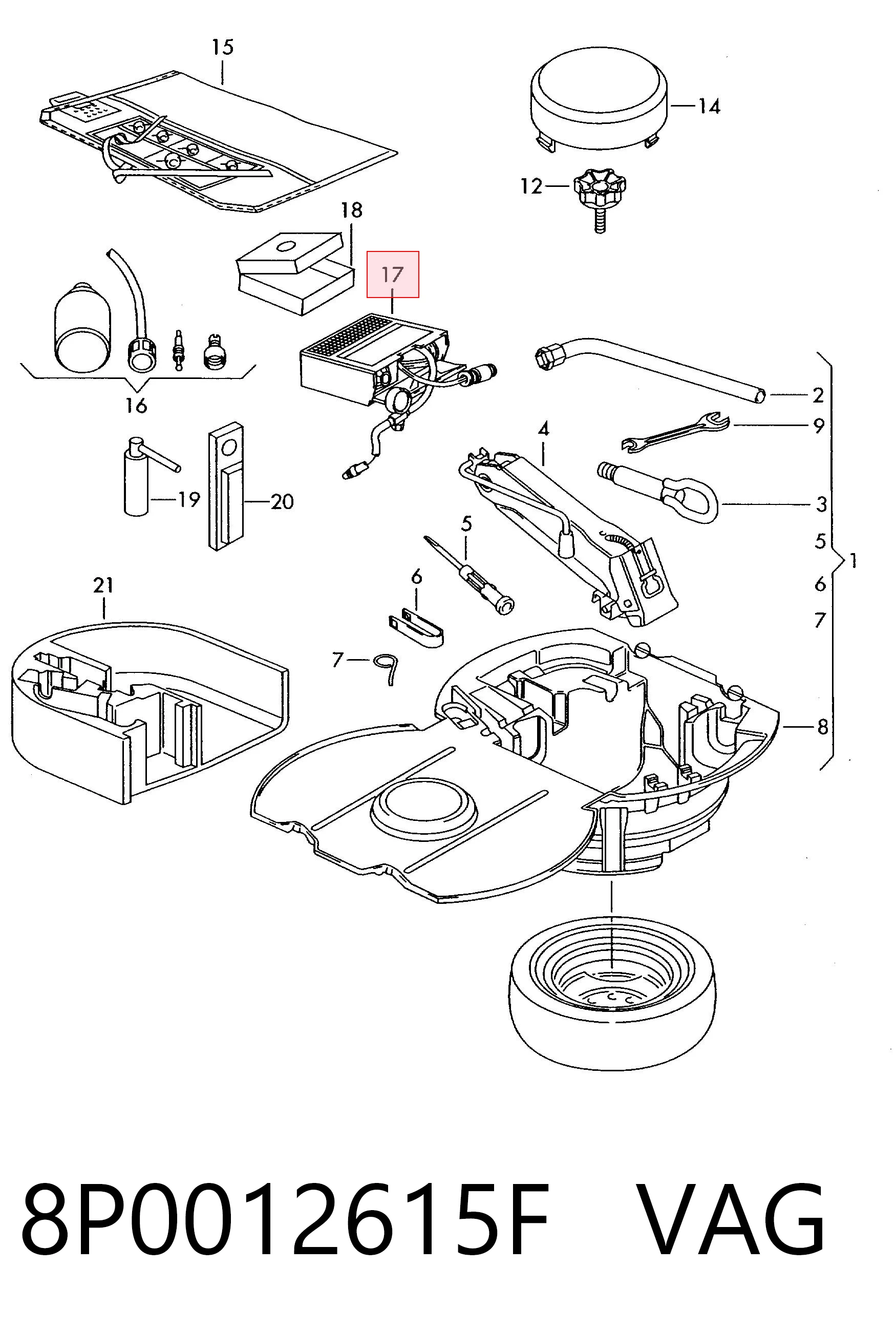 Compressor para o bombeio de pneus VAG 8P0012615F preço, a partir de 95,34 USD