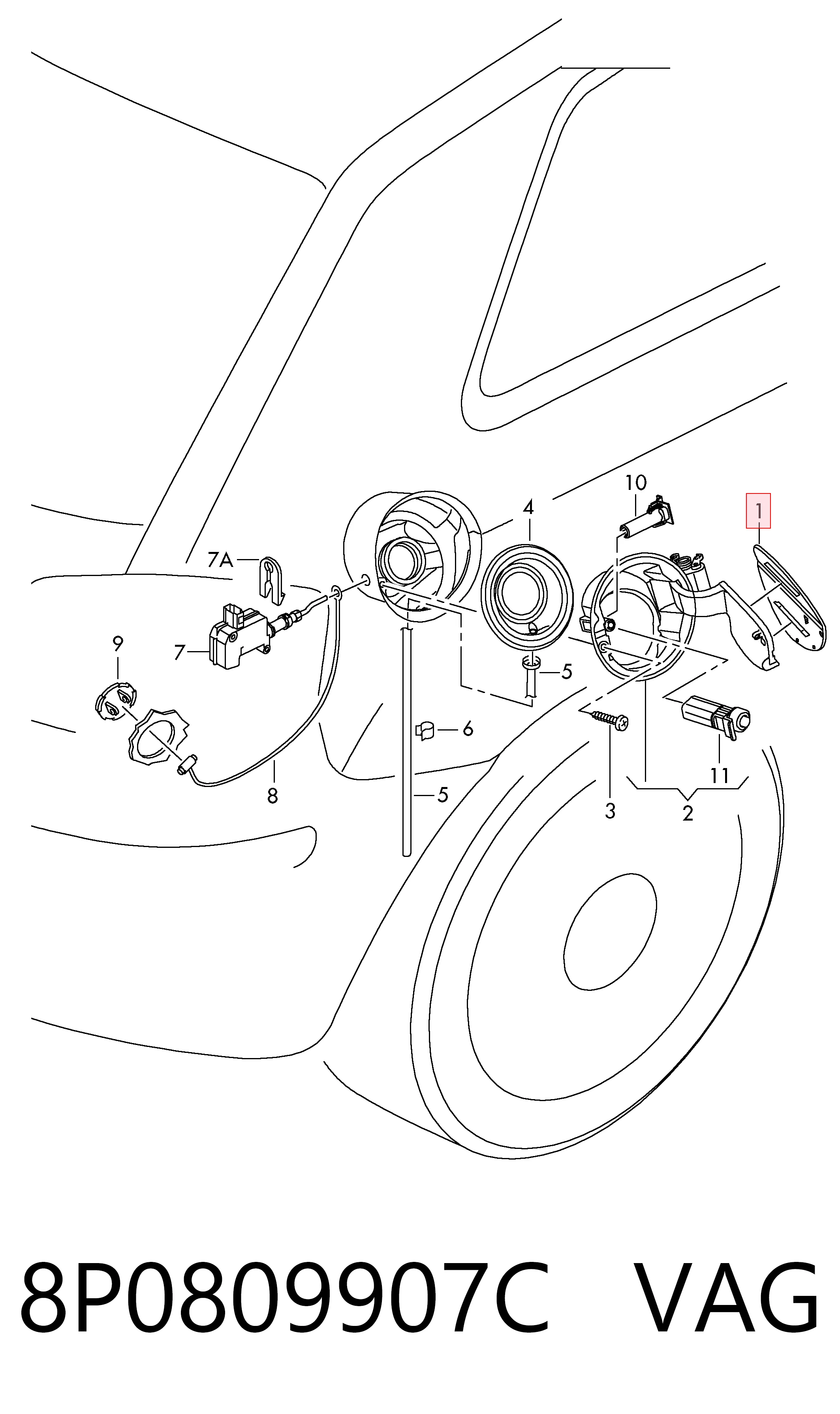 Alcapão do tanque de combustível para Audi A3  8P1