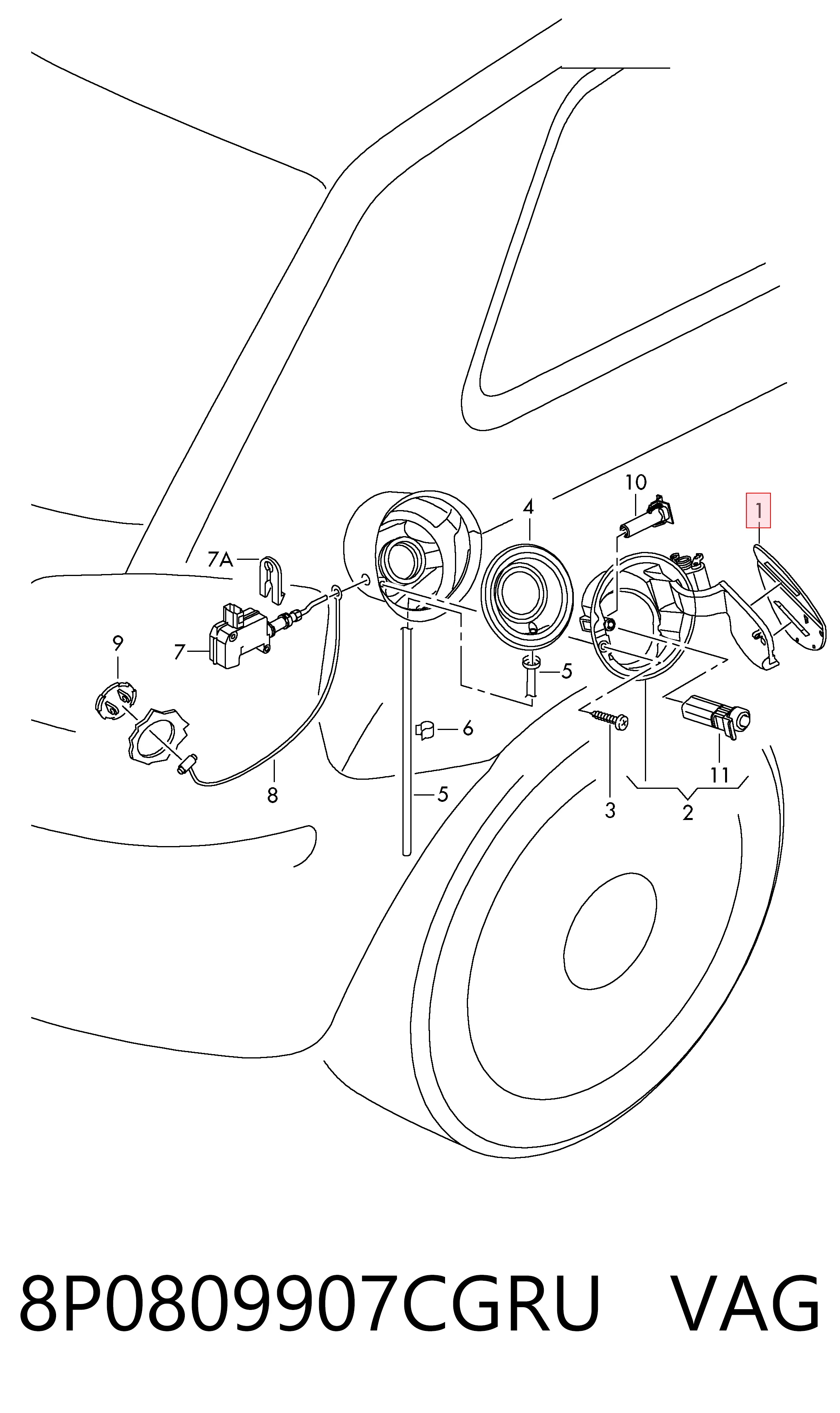 Alcapão do tanque de combustível Audi A3  8P1