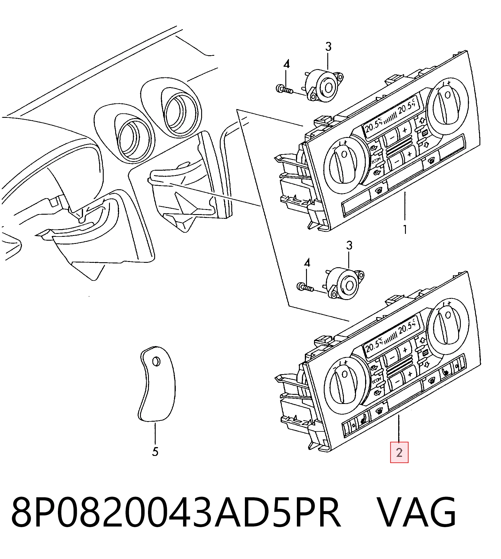 Unidade de controlo dos modos de aquecimento/condicionamento Audi A3  8PA ao melhor preço