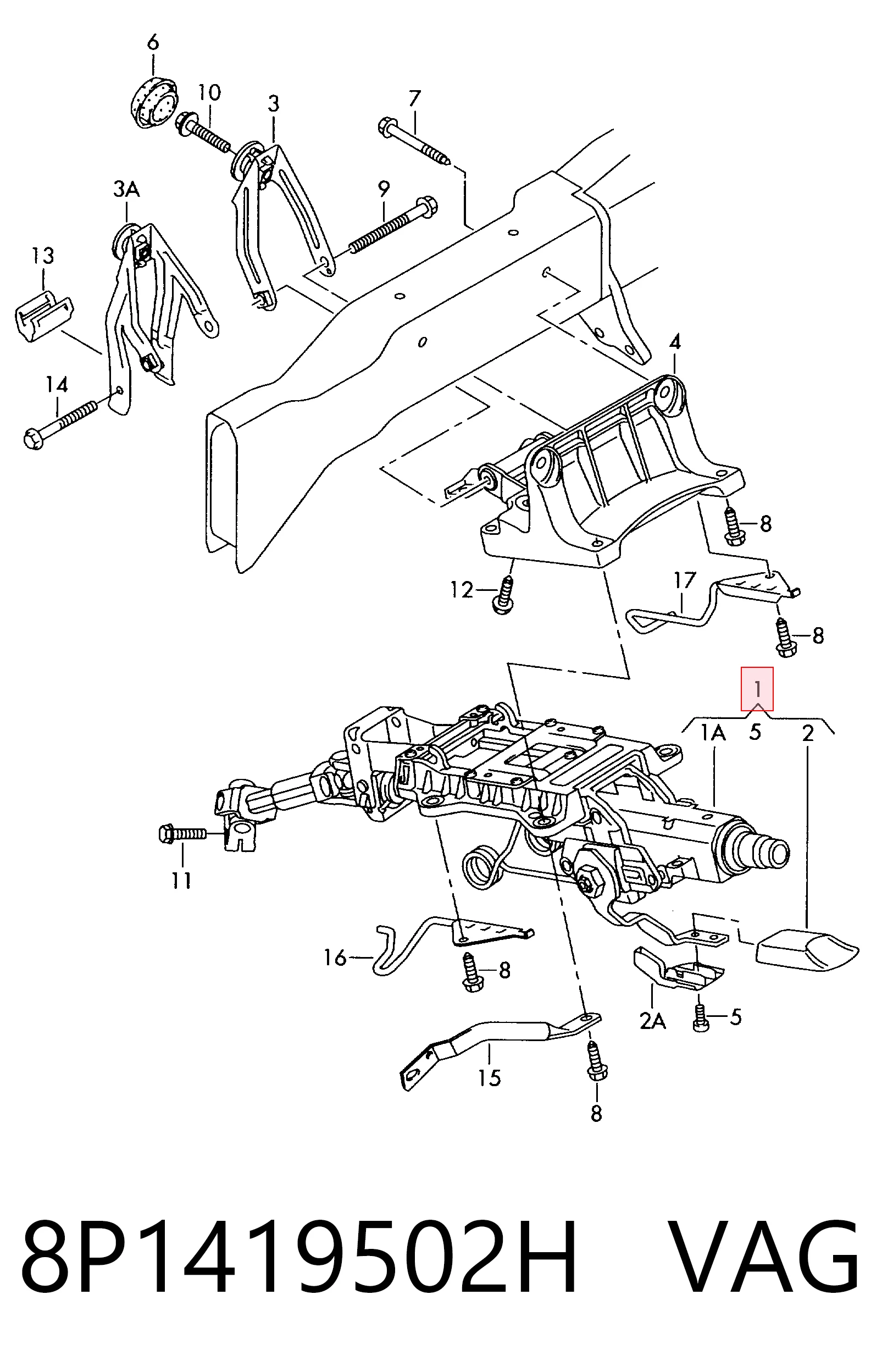 Coluna da direção para Audi A3  8P1